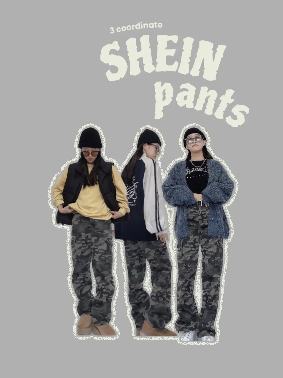 SHEIN】人気の迷彩柄パンツ 3コーデ | aiが投稿したフォトブック | Lemon8
