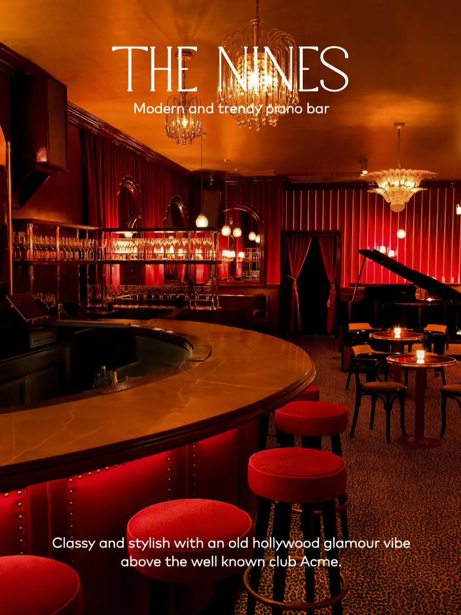  A bar with a piano and a vintage glamour vibe.