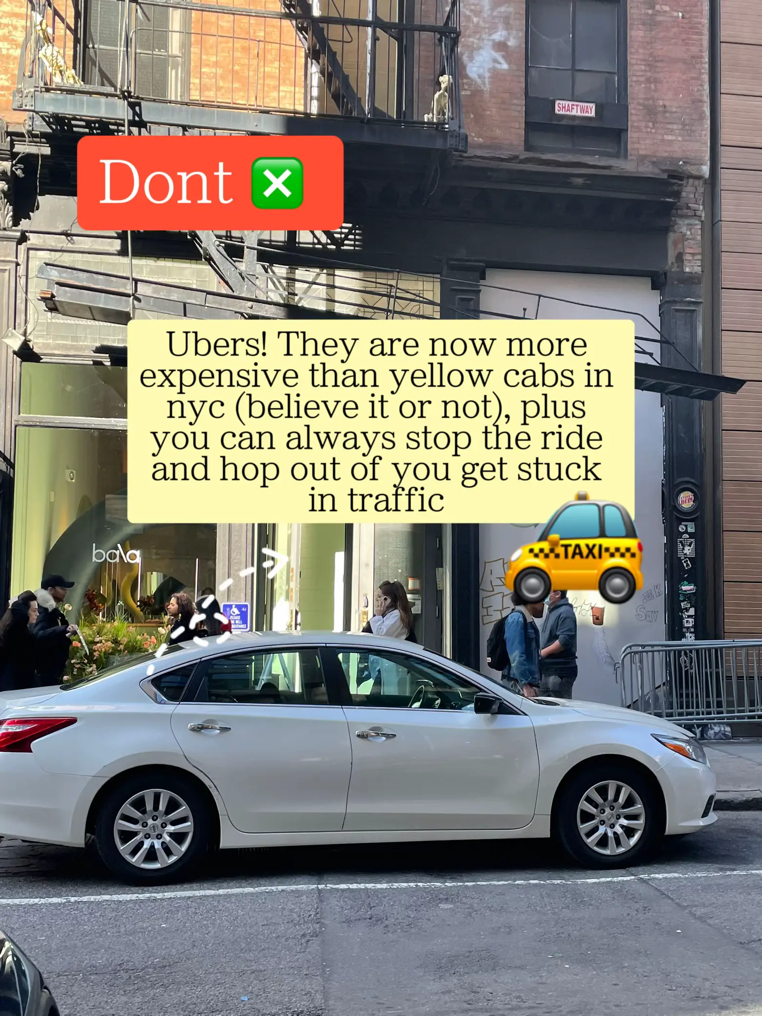  A sign that says "Don't Ubers! They are now more expensive than yellow cabs in nyc".