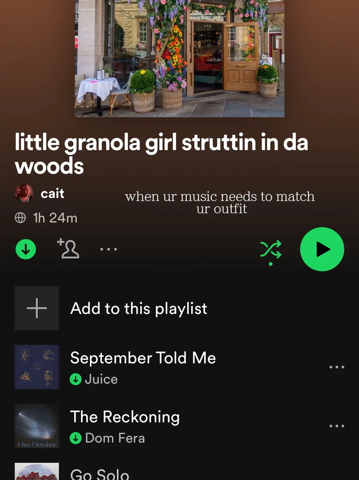  A playlist of music with a