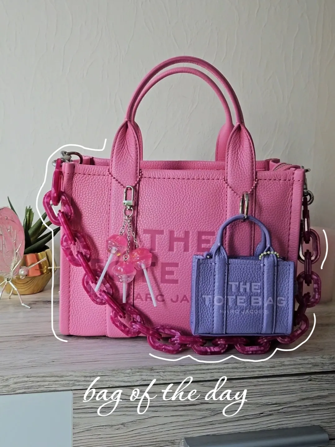Marc Jacobs The Leather Mini Tote Bag in Candy Pink