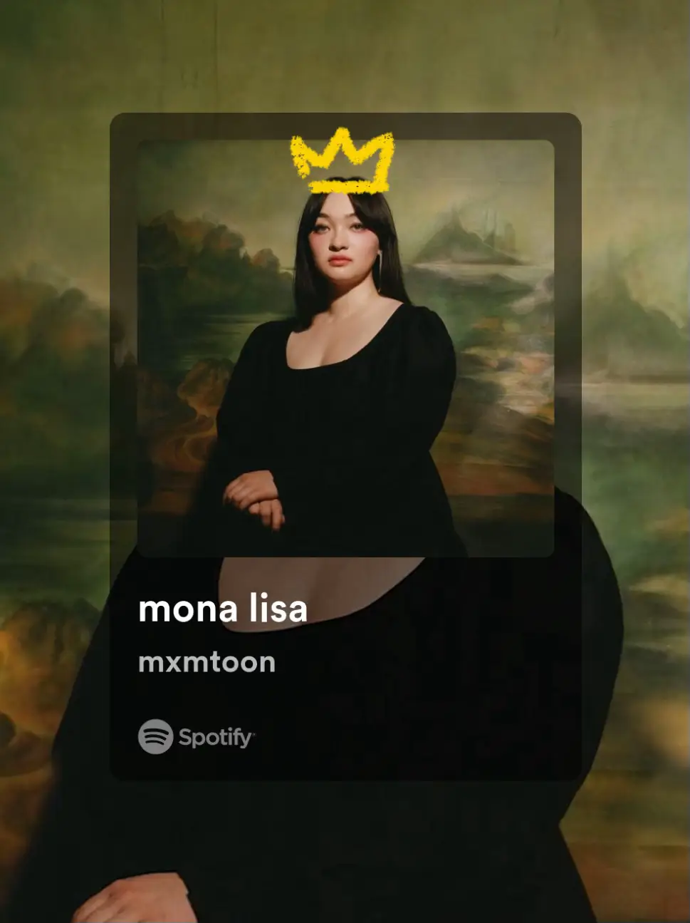  A Spotify ad for Mona Lisa with a crown on it.