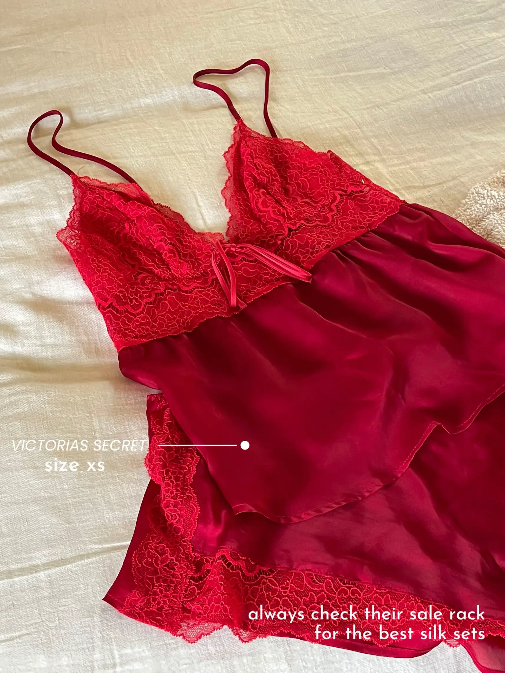 Victoria's Secret 36C BRA SET+SLIP+ROBE satin WHITE red strawberry