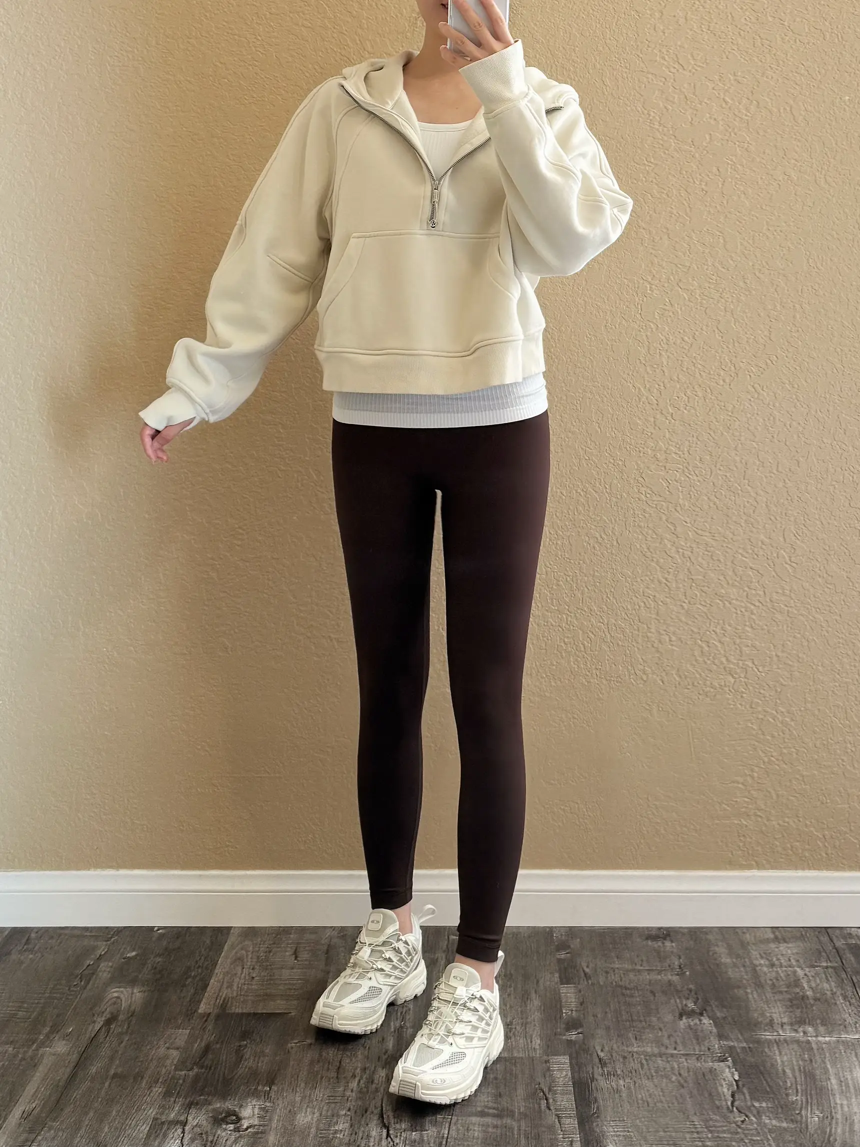 An un-posy photo of the scuba full zip in white opal (XS/S) 😂 thoughts of  sizing for smaller girls : r/lululemon