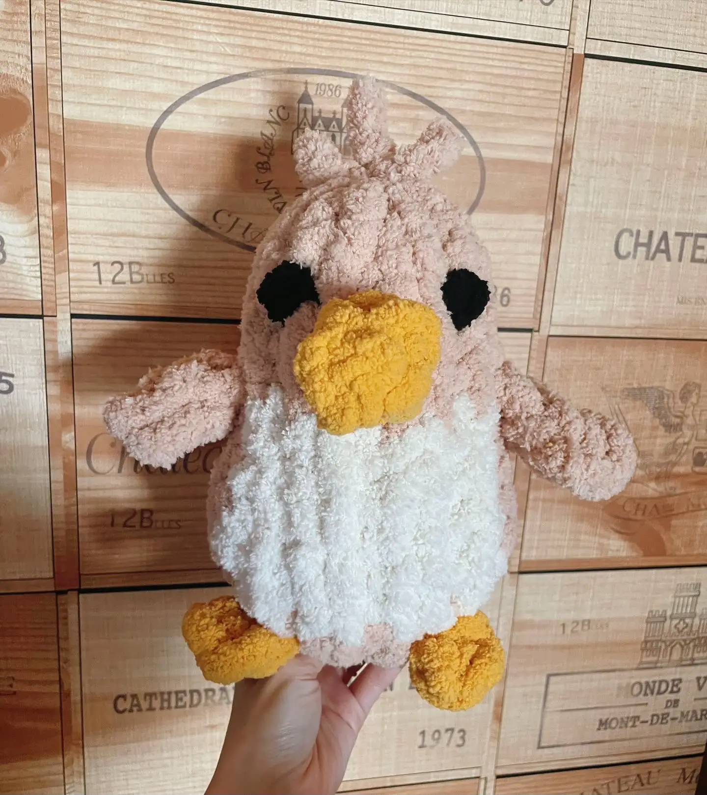 Cute duck made with finger knitting🦆 Gallery posted by katyfarm🐿️