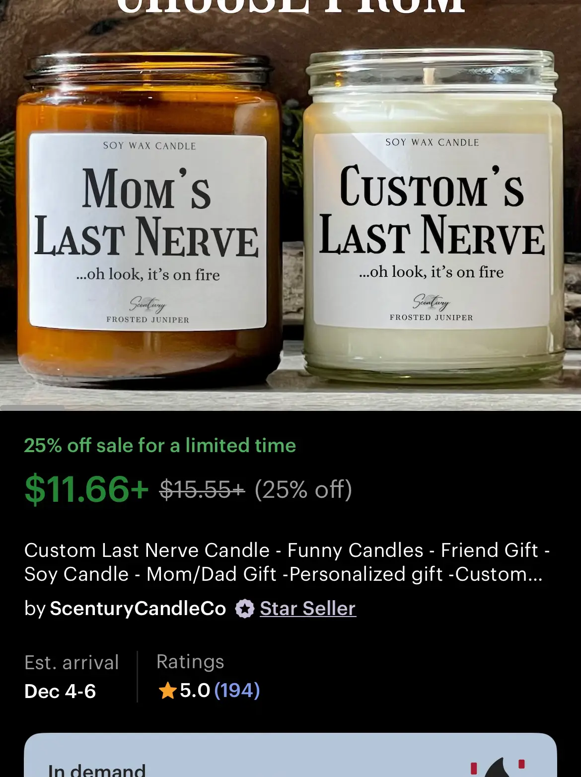 Mom's Last Nerve, Personalized Gift for Mom, Soy Candle, Funny Mother's Day  Gift, Christmas Gift for Mom, Gift for Mom, Birthday Gift 