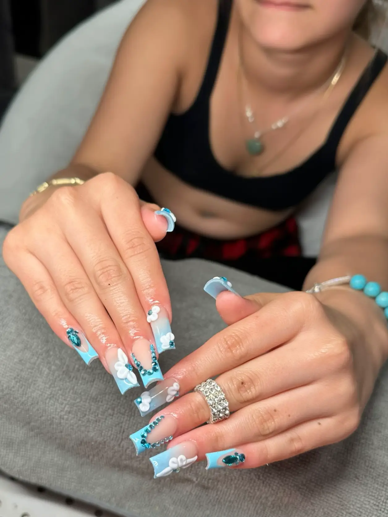 Baby blue deals acrylic nails