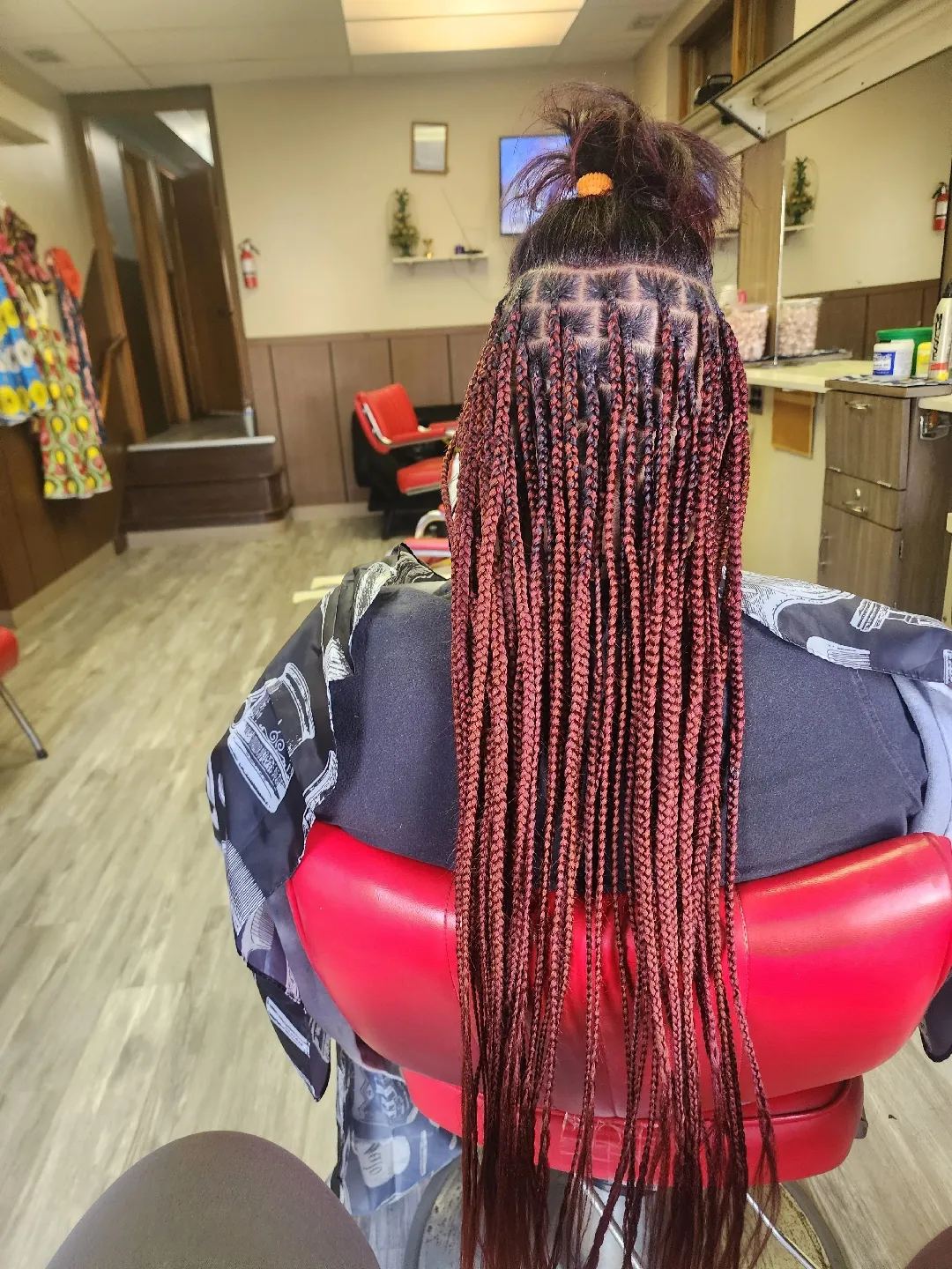 Brandy's Braids - Smedium Burgundy Knotless Box Braids