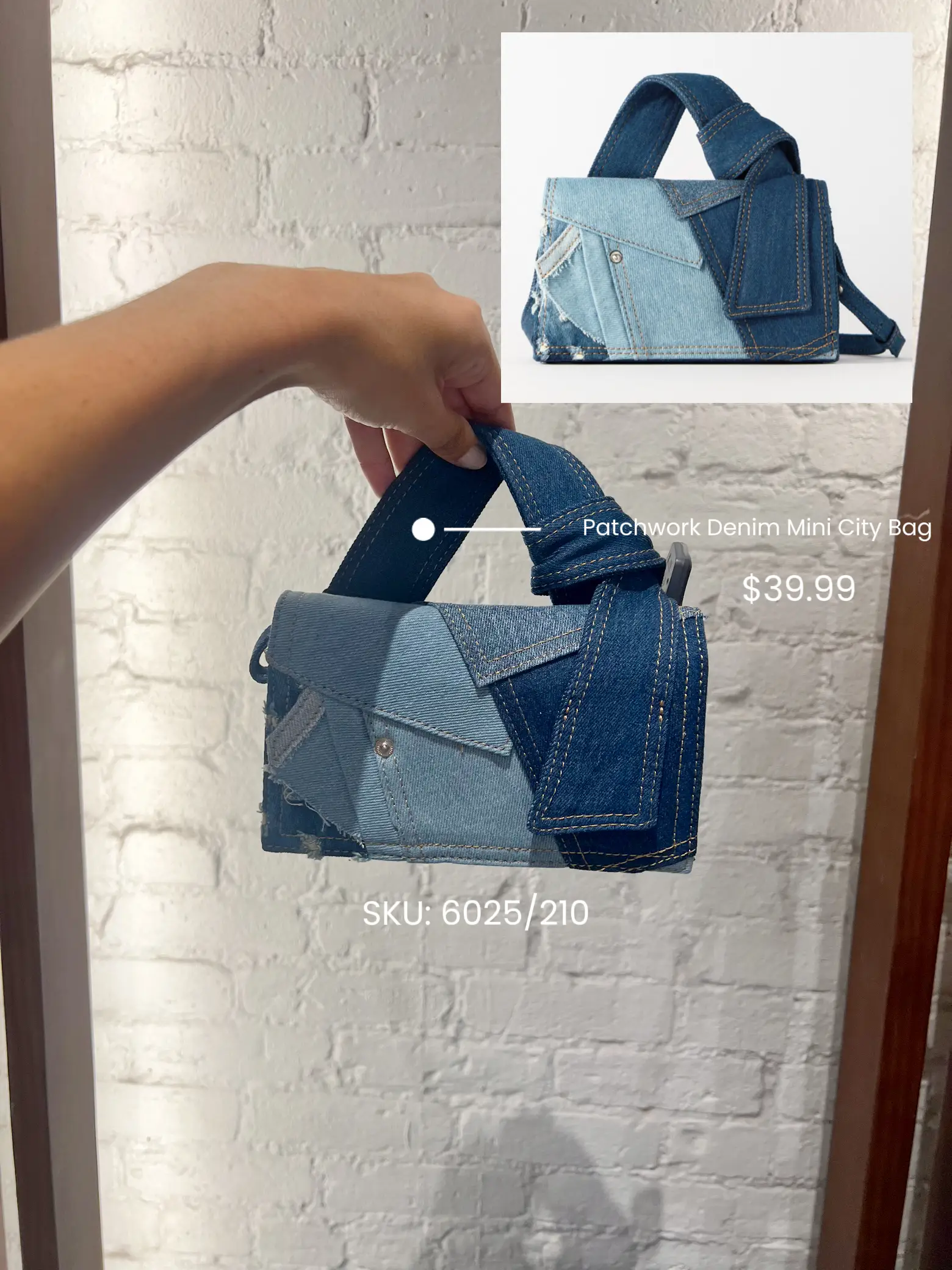 Zara Patchwork Denim Mini City Bag