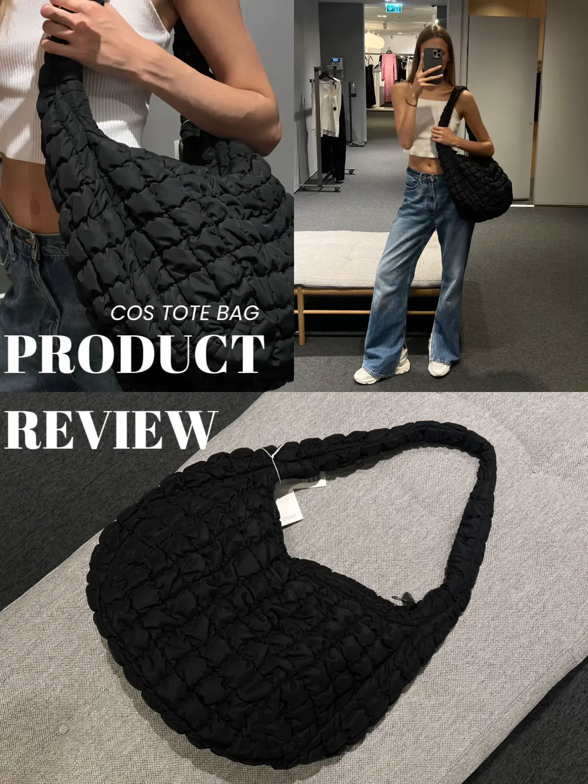 COS Oversized quilted bag (Black) Also available - Depop