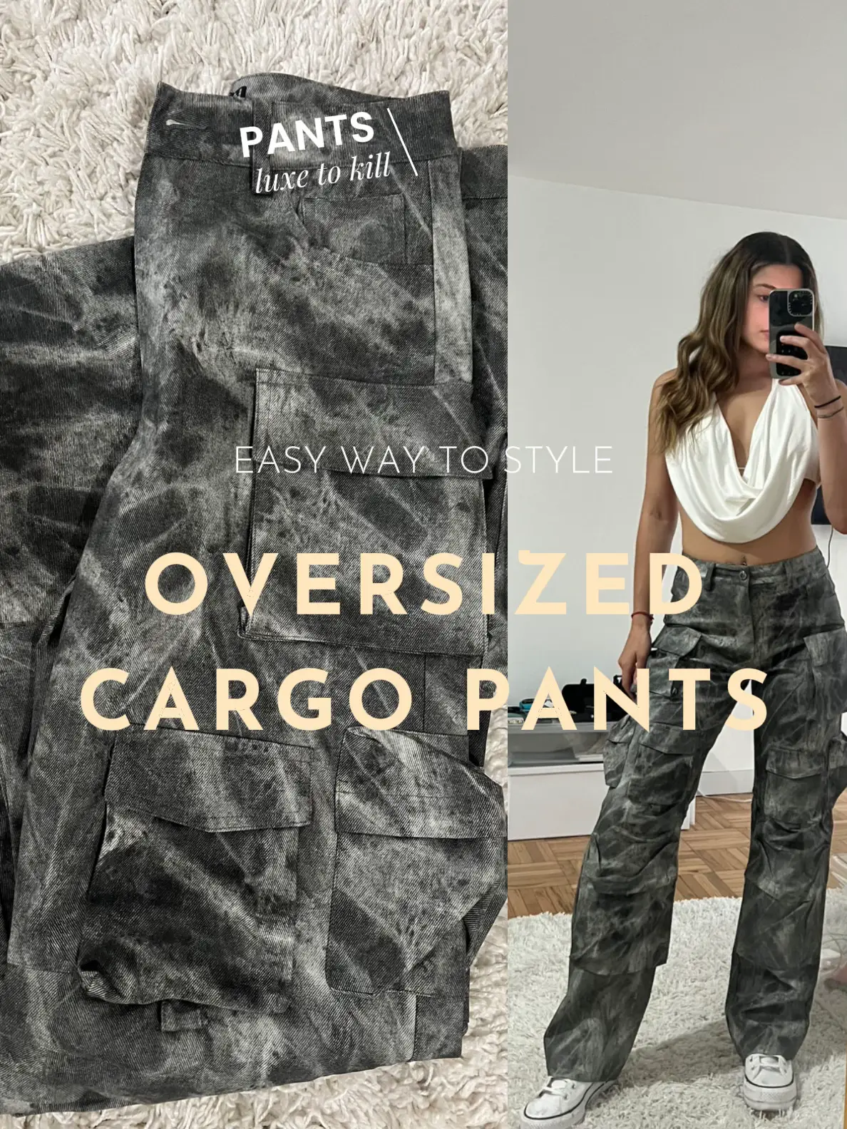 Helsa Wide Cargo Workwear Pants in Navy