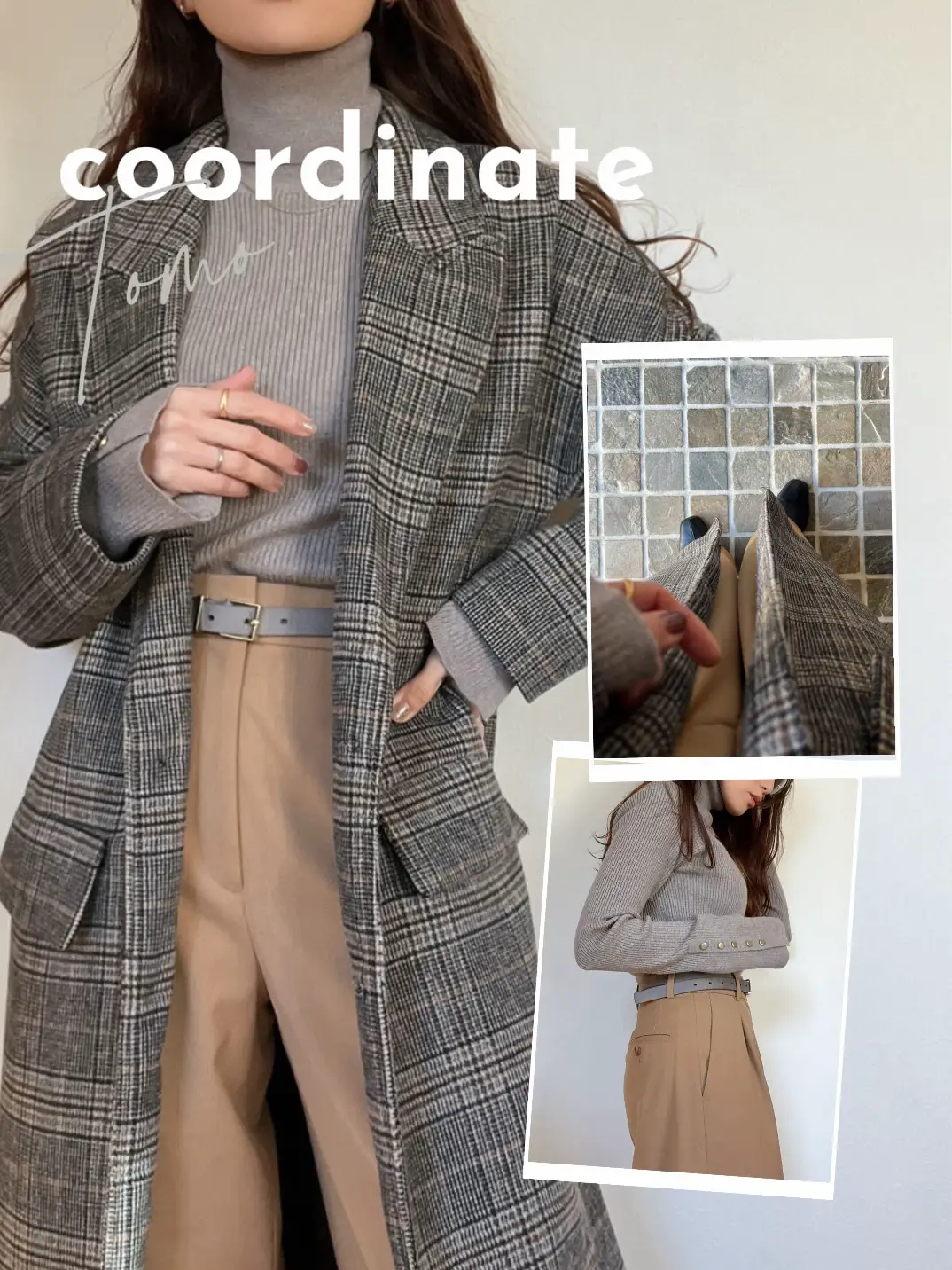 熊さん可愛い冬チェックロングコート⭐︎デートにも最適 熊さん可愛い冬チェックロングコート⭐︎デートにも最適