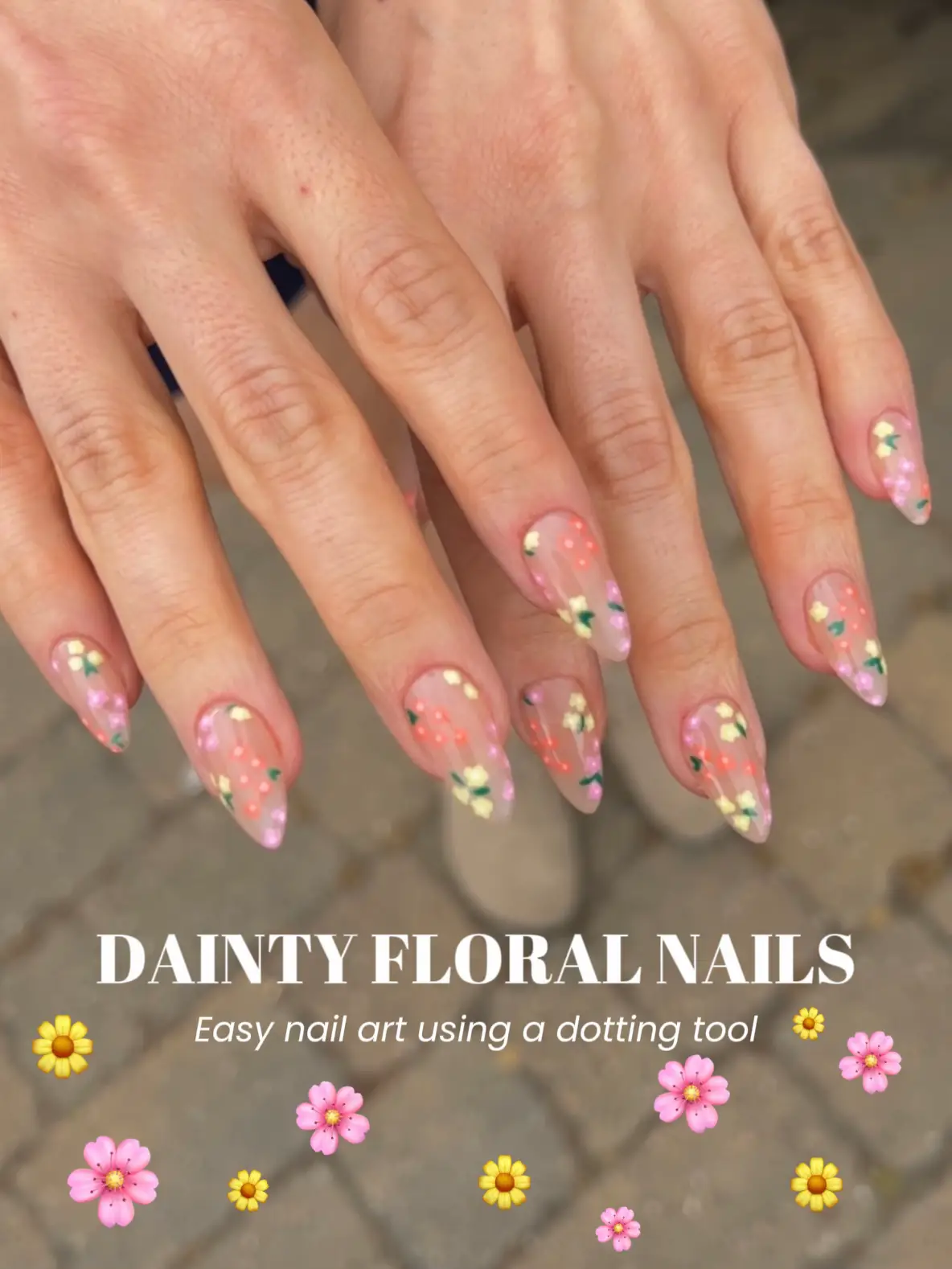 Easy floral nail art using a dotting tool🌸🌼