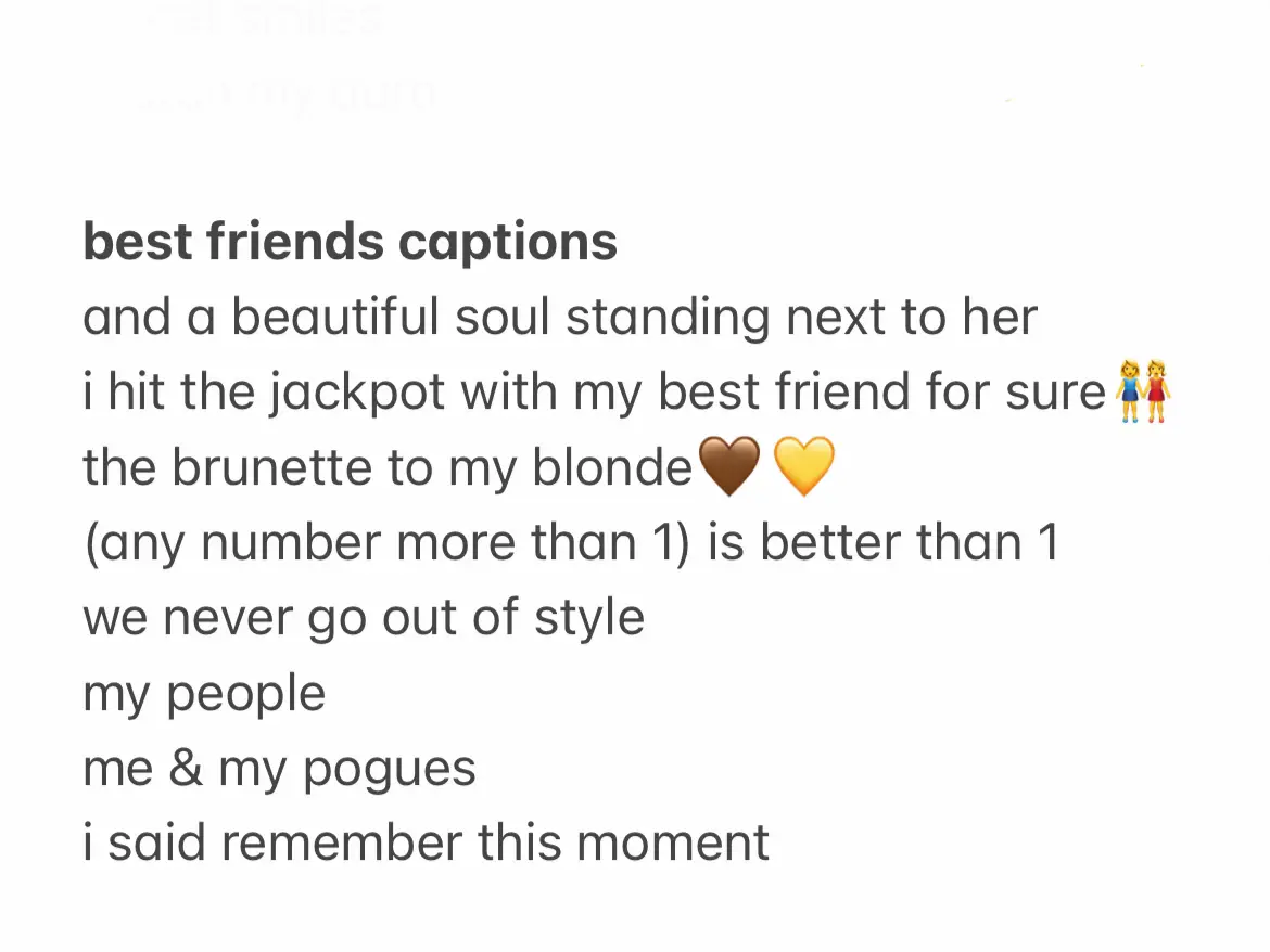  A list of best friends captions and a beautiful soul standing next to her.