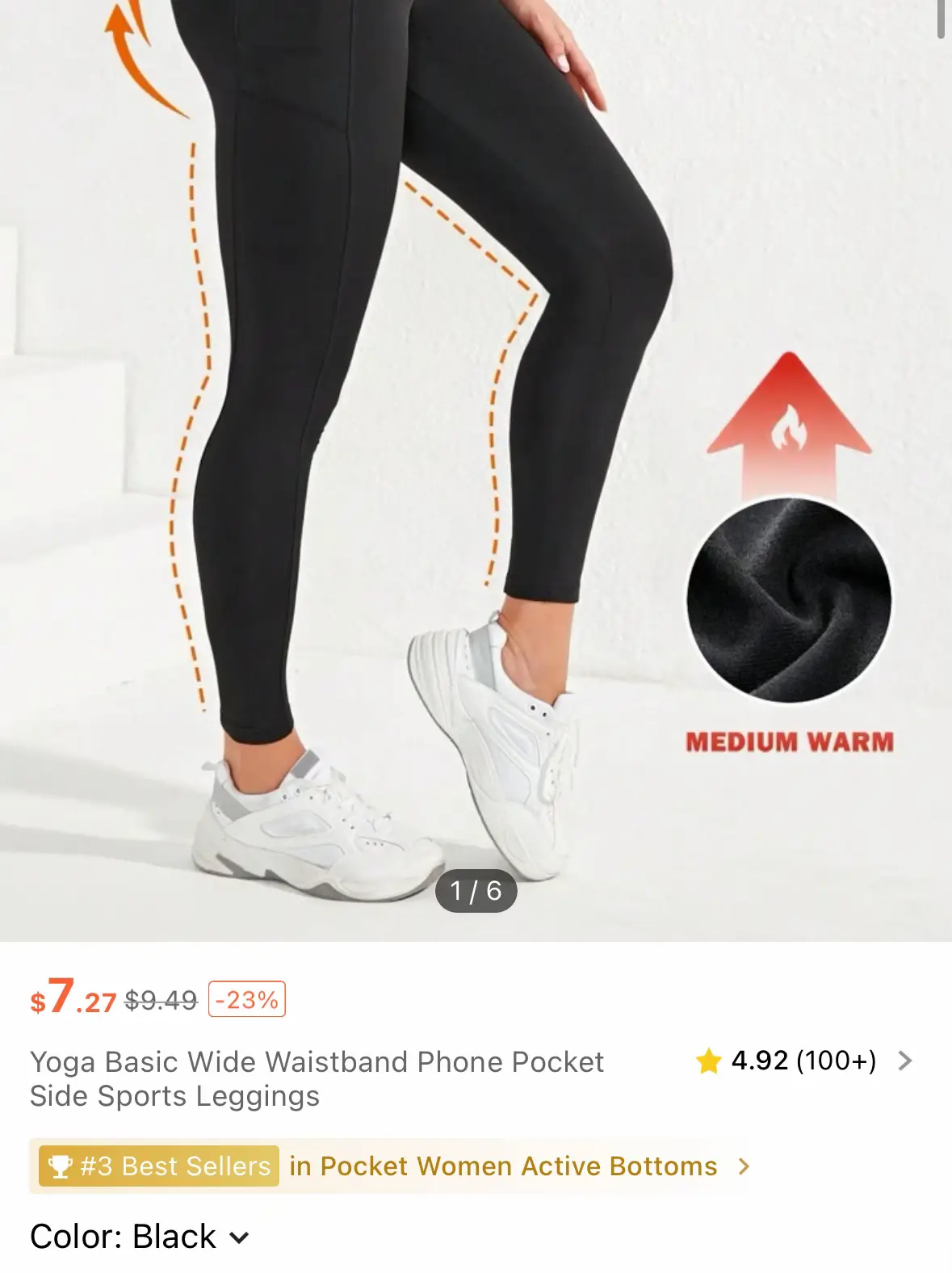Yoga Basic Wide Waistband Phone Pocket Side Sports Leggings