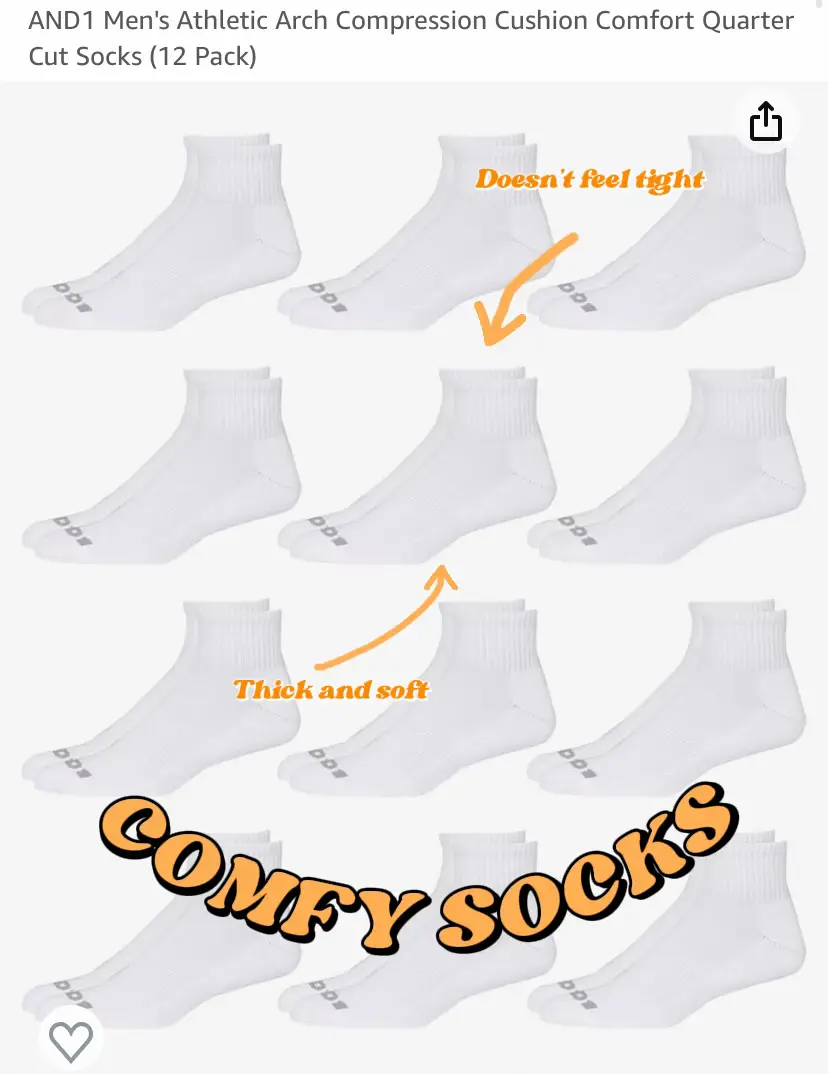 AND1 Men's Cushion Quarter Socks, 12 Pack