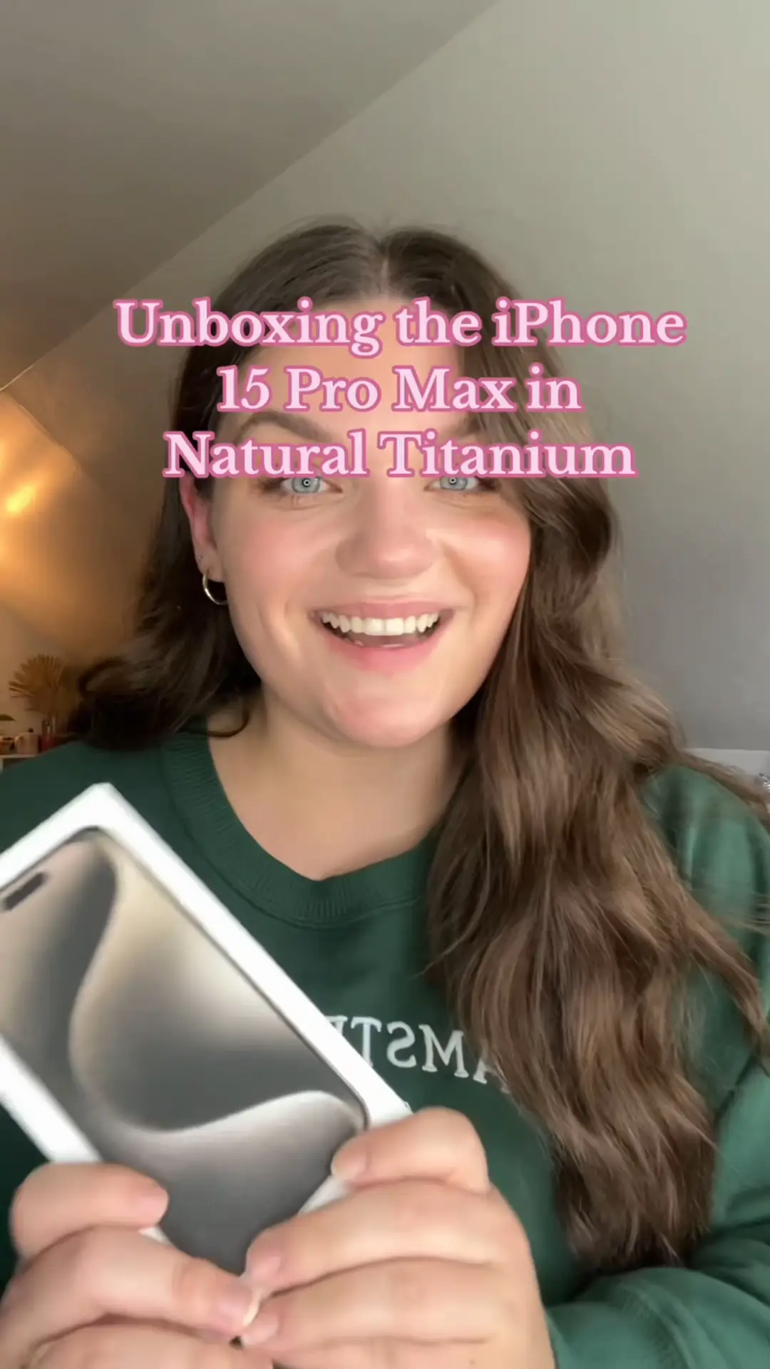 I get iPhone 15 Pro Max📱 Natural Titanium😍❤️, Video published by Leona