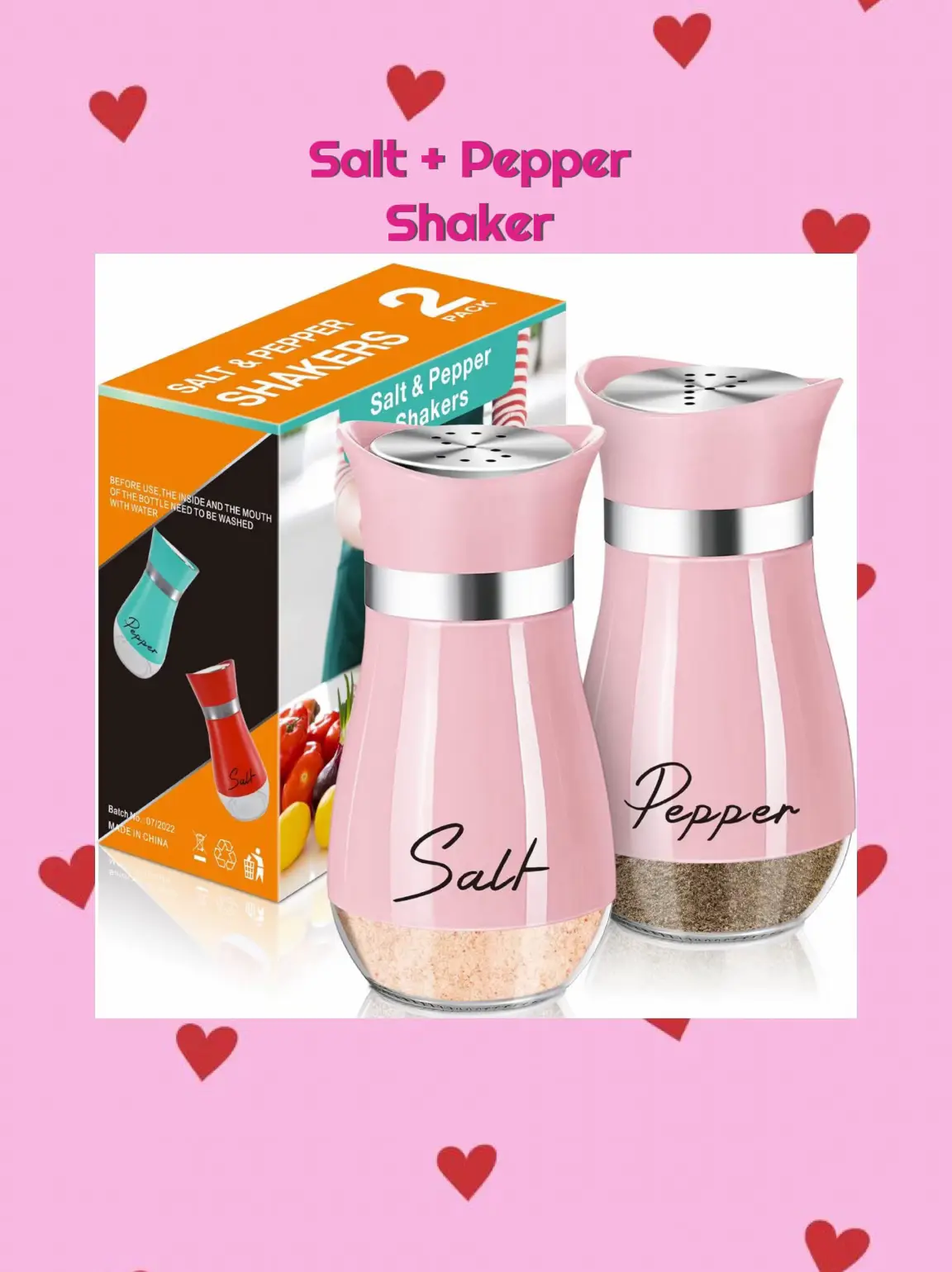 Pink Salt and Pepper Shakers Set - Pink Kitchen Accessories - Pink Kitchen  Decor - 4 oz Glass Salt and Pepper Set for Cooking Table, RV, BBQ, Easy to