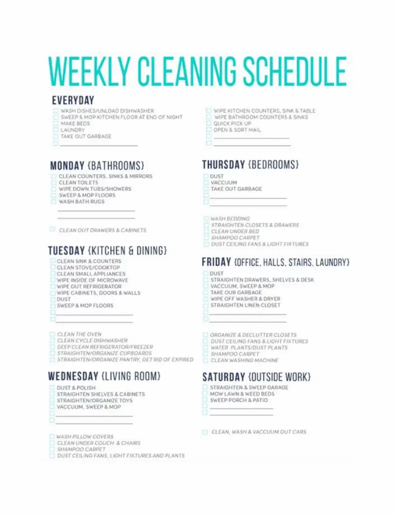 Weekly cleaning schedule gallery posted by little foody lemon8