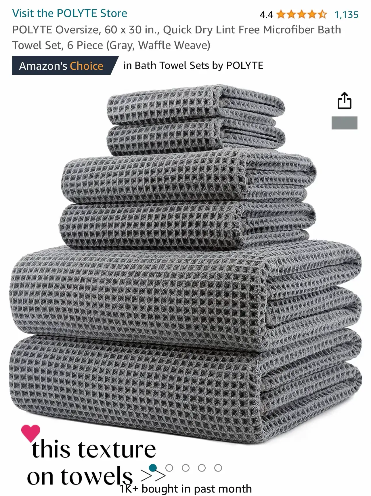 POLYTE Microfiber Quick Dry Lint Free Bath Towel, 57 x 30 in, Pack of 4  (Gray)