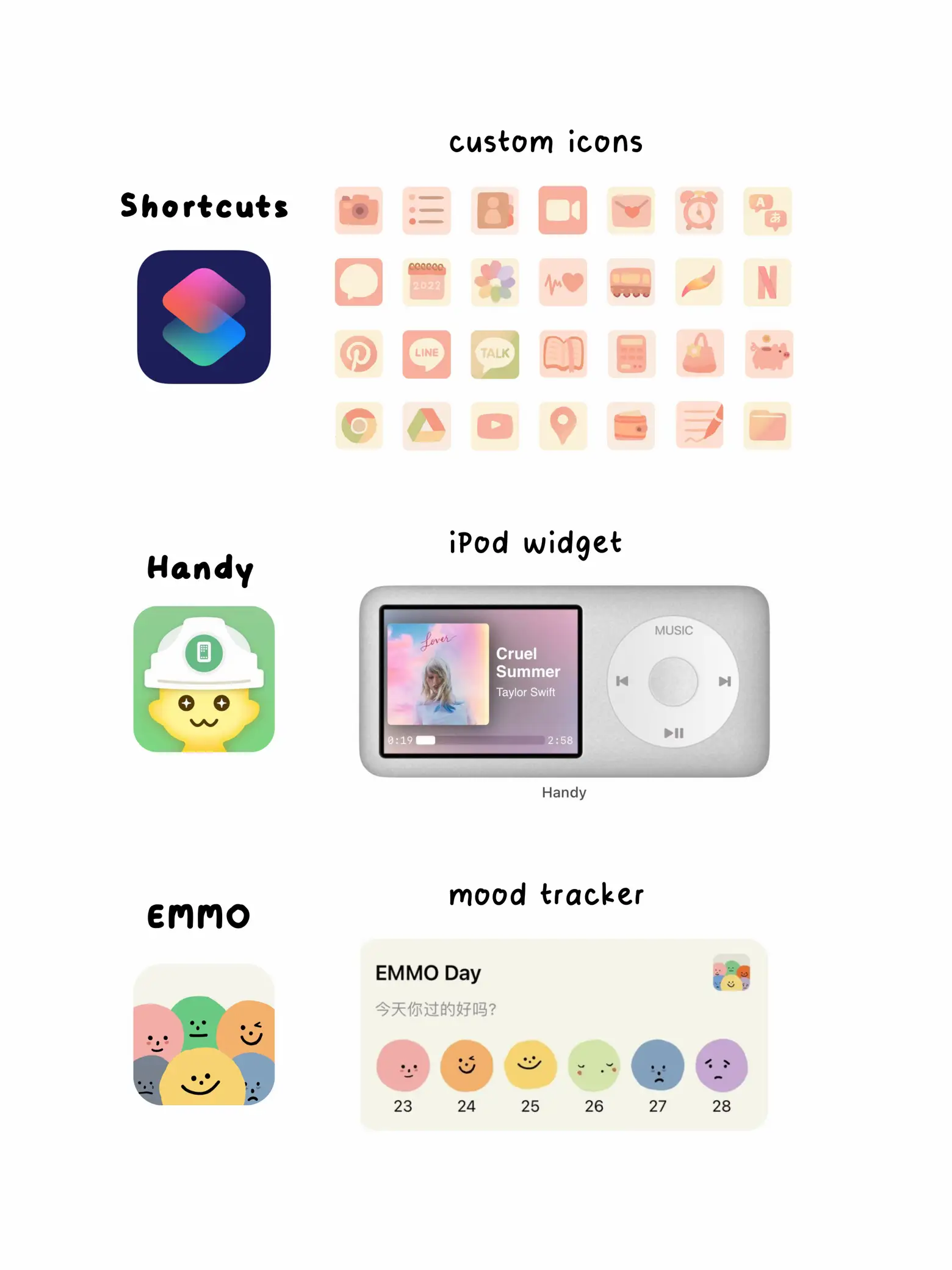  A list of icons and widgets for various applications.