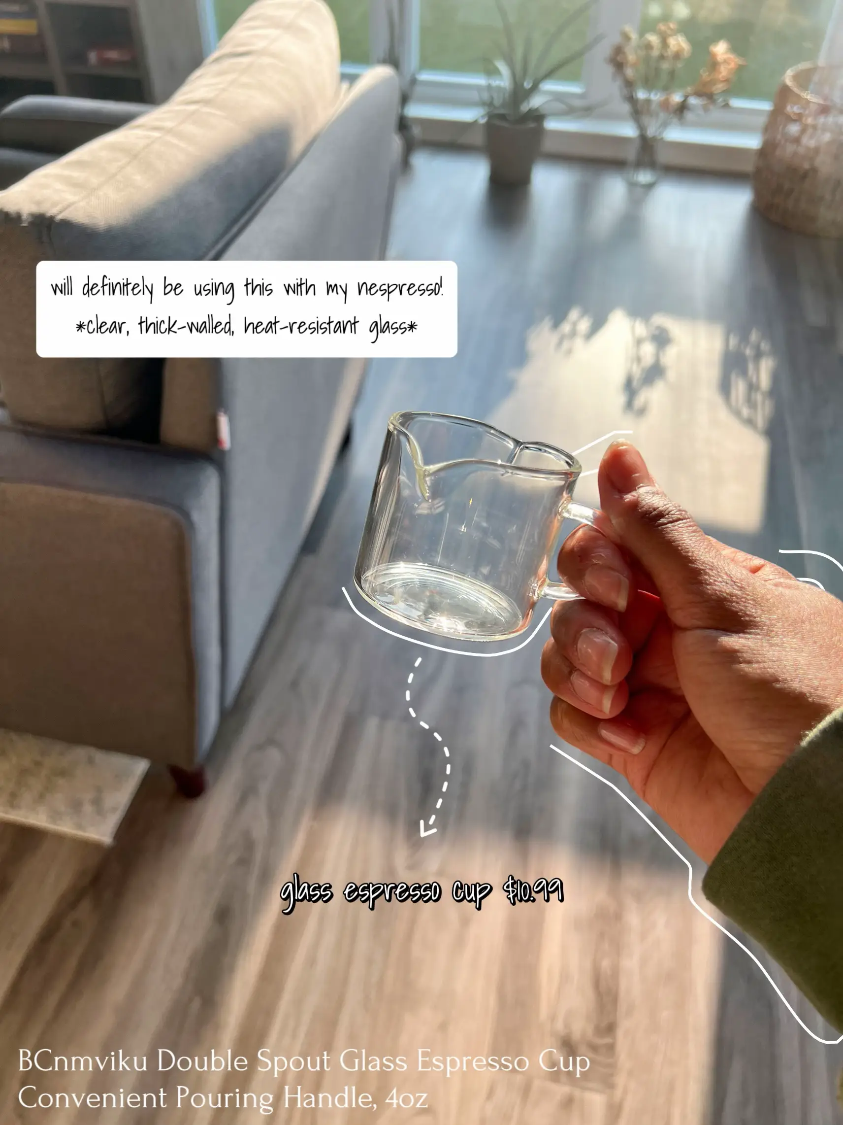 BCnmviku Shot Glasses Espresso Parts Double Spouts Milk Cup Clear Glass  (Clear