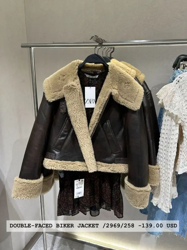 Zara teddy cheap biker jacket