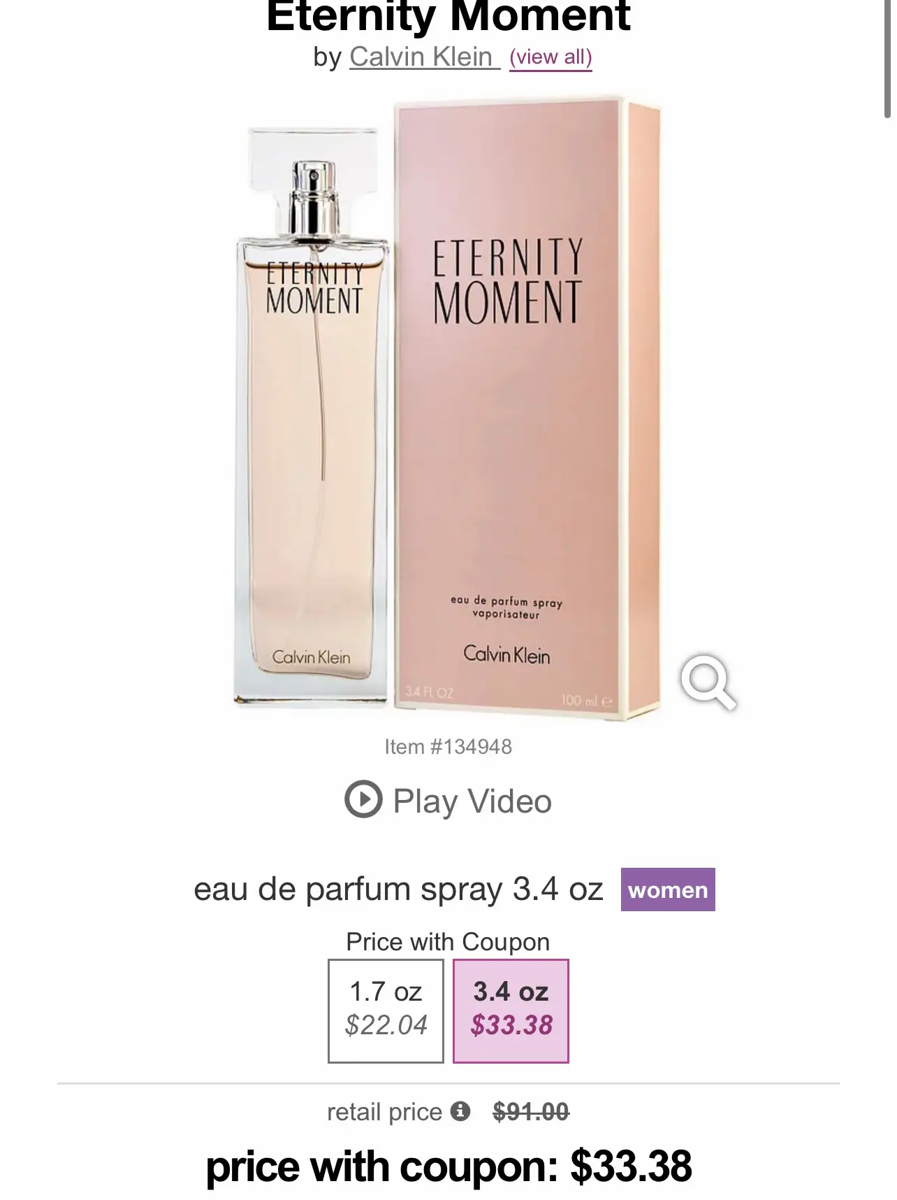 Eternity moment 2024 perfume smell