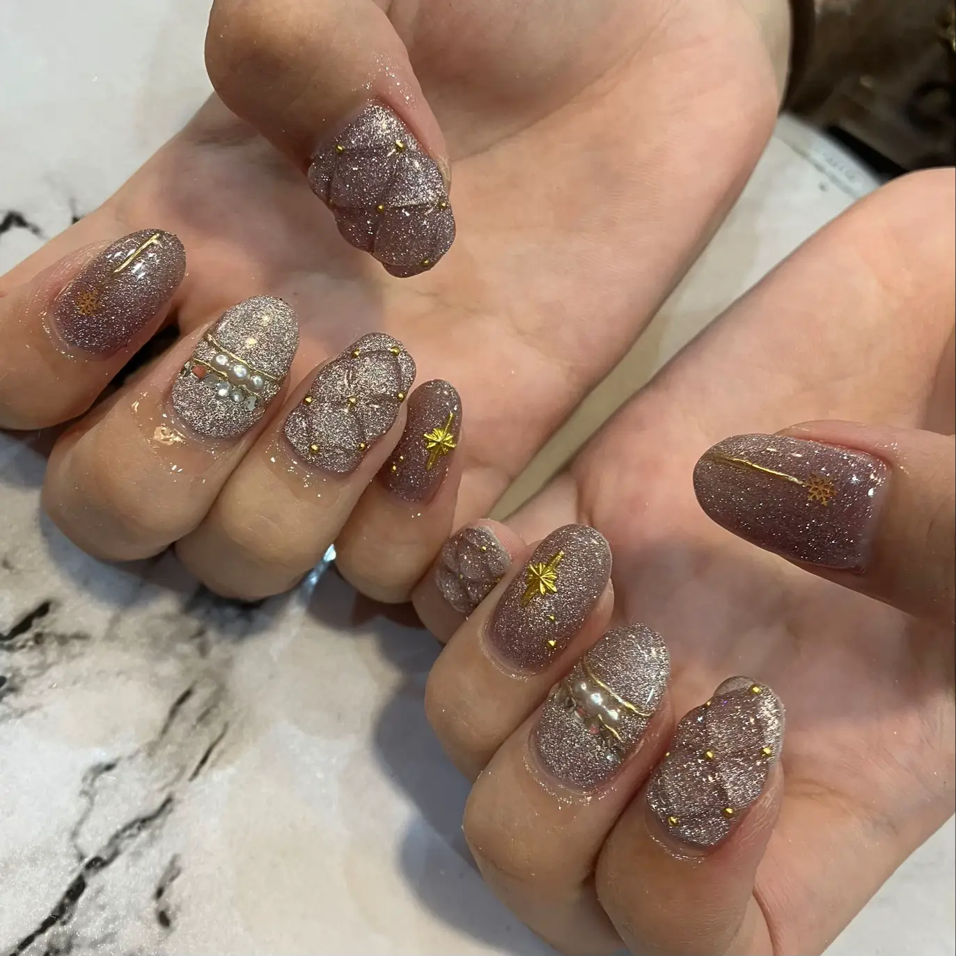 ネイルチップ 夏 マグネット 大人ネイル ミラー ナイト ♡A Nail