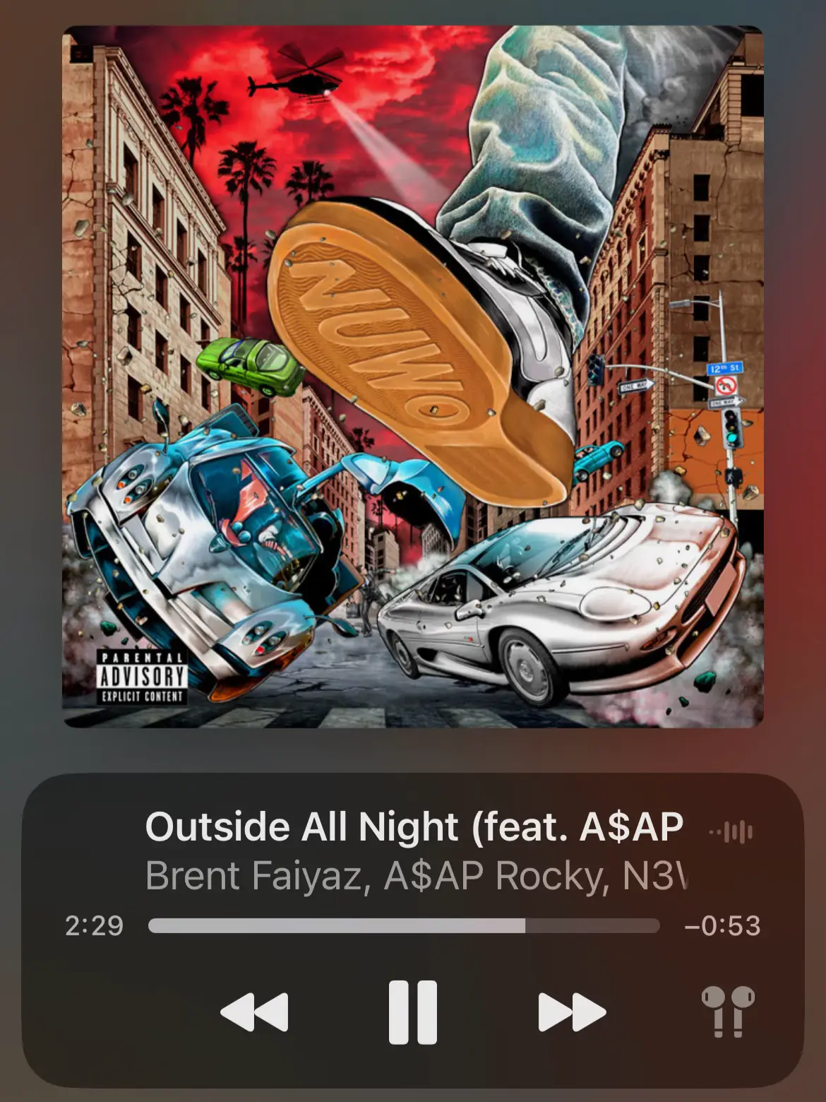  A song with the words "Outside All Night" on it.