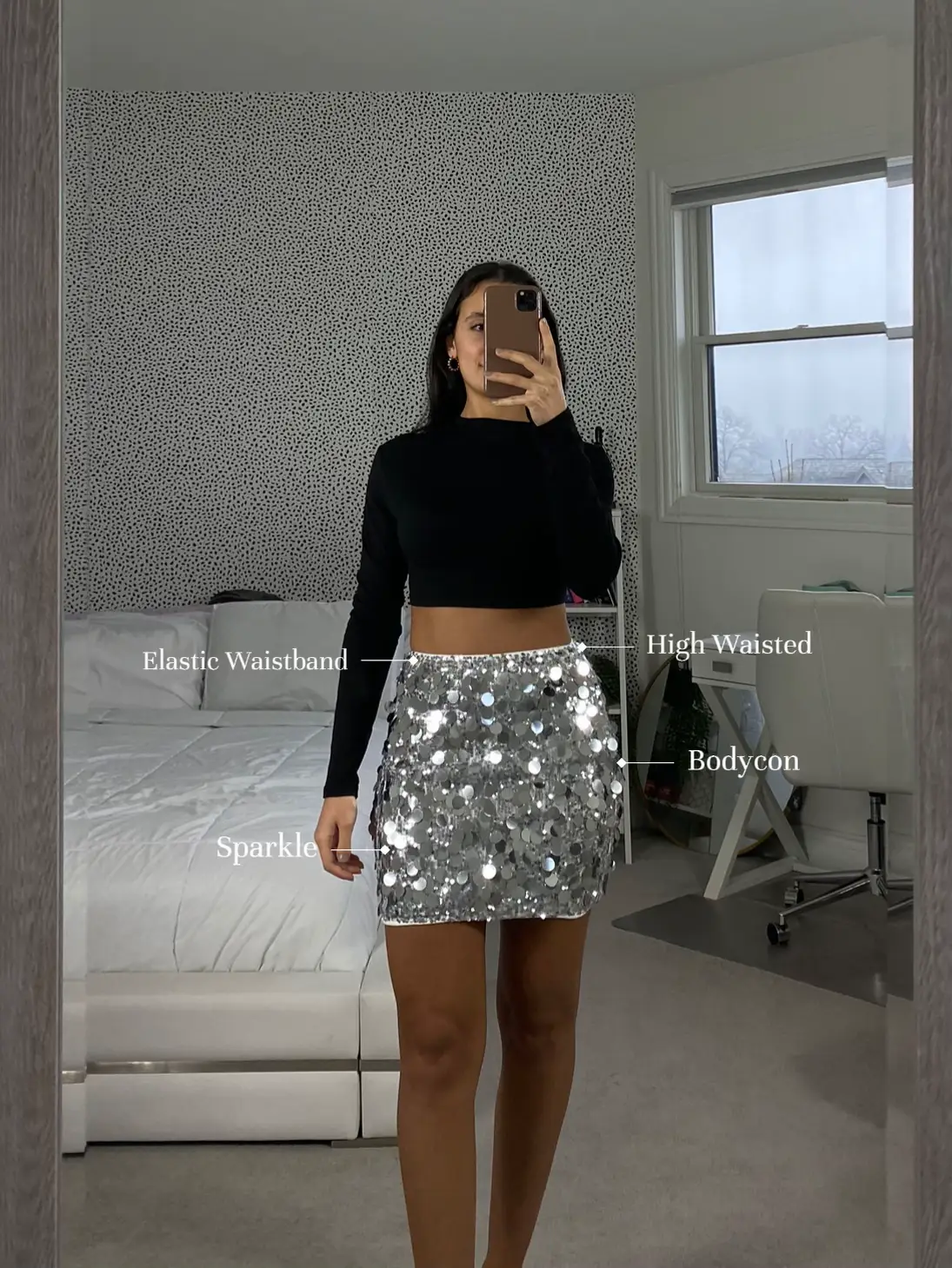 21 Ways To Wear A Sequin Skirt For Added Sparkle  Sequin skirt outfit,  Feather skirt outfit, White sequin skirt