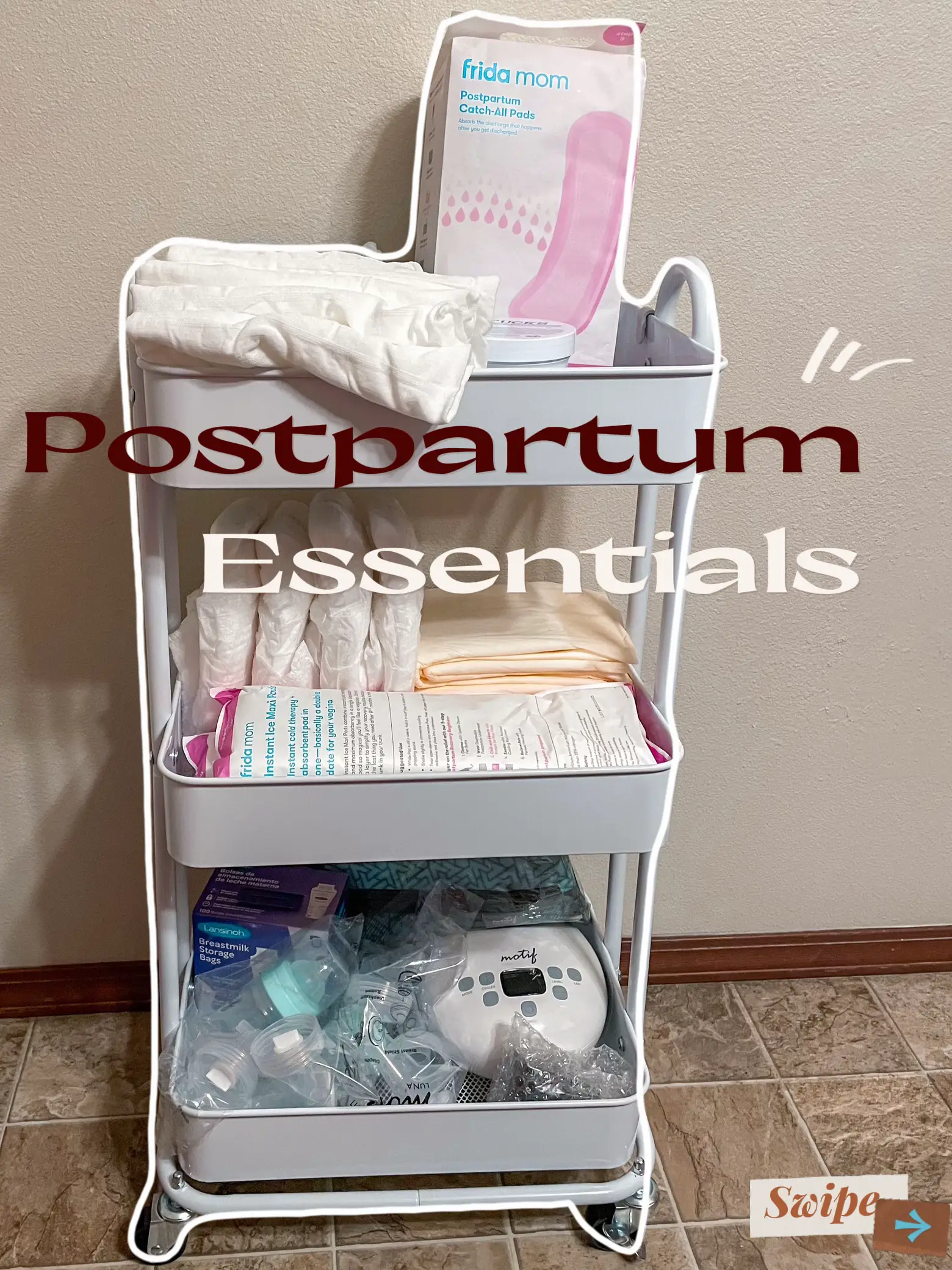 Postpartum Essentials Kit for Mom (14-Piece) - Includes Labor and Delivery  Gown, Peri Bottle, Witch Hazel Foam, Pad Liners & More! Postpartum Care Kit  with Hospital Essentials for Women After Birth 