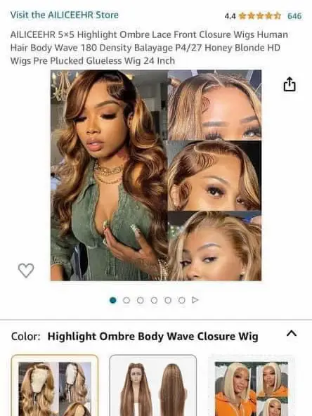 AILICEEHR Body Wave Highlight Ombre Lace Front Closure Wigs Human