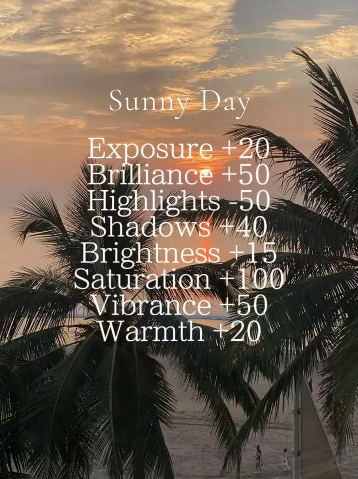  A sunset with the words "Sunny Day" and "+20