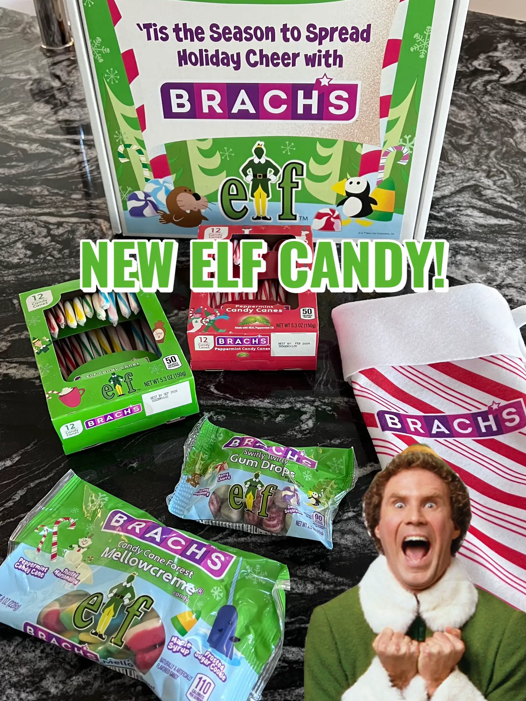 Brach's Elf Candy Cane Forest Mellowcremes -8oz bag