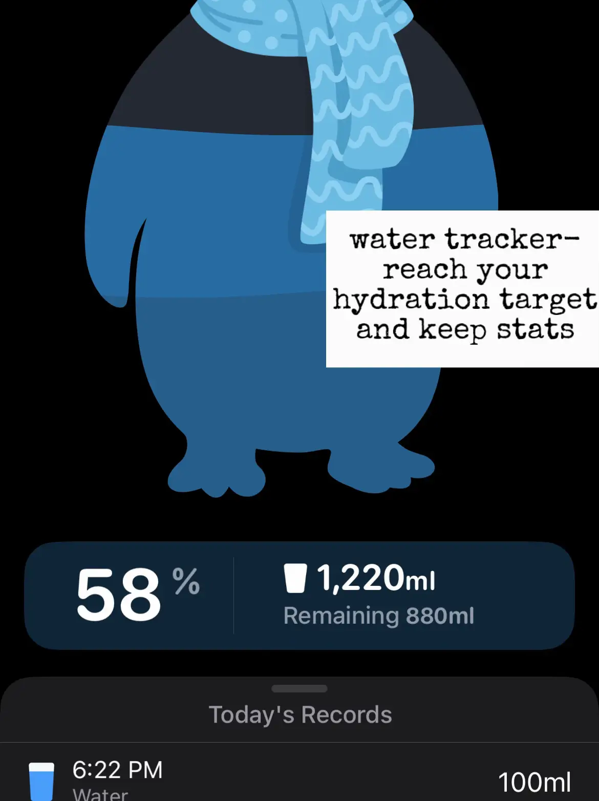  A cartoon image of a water bottle with the words "water tracker" on it.
