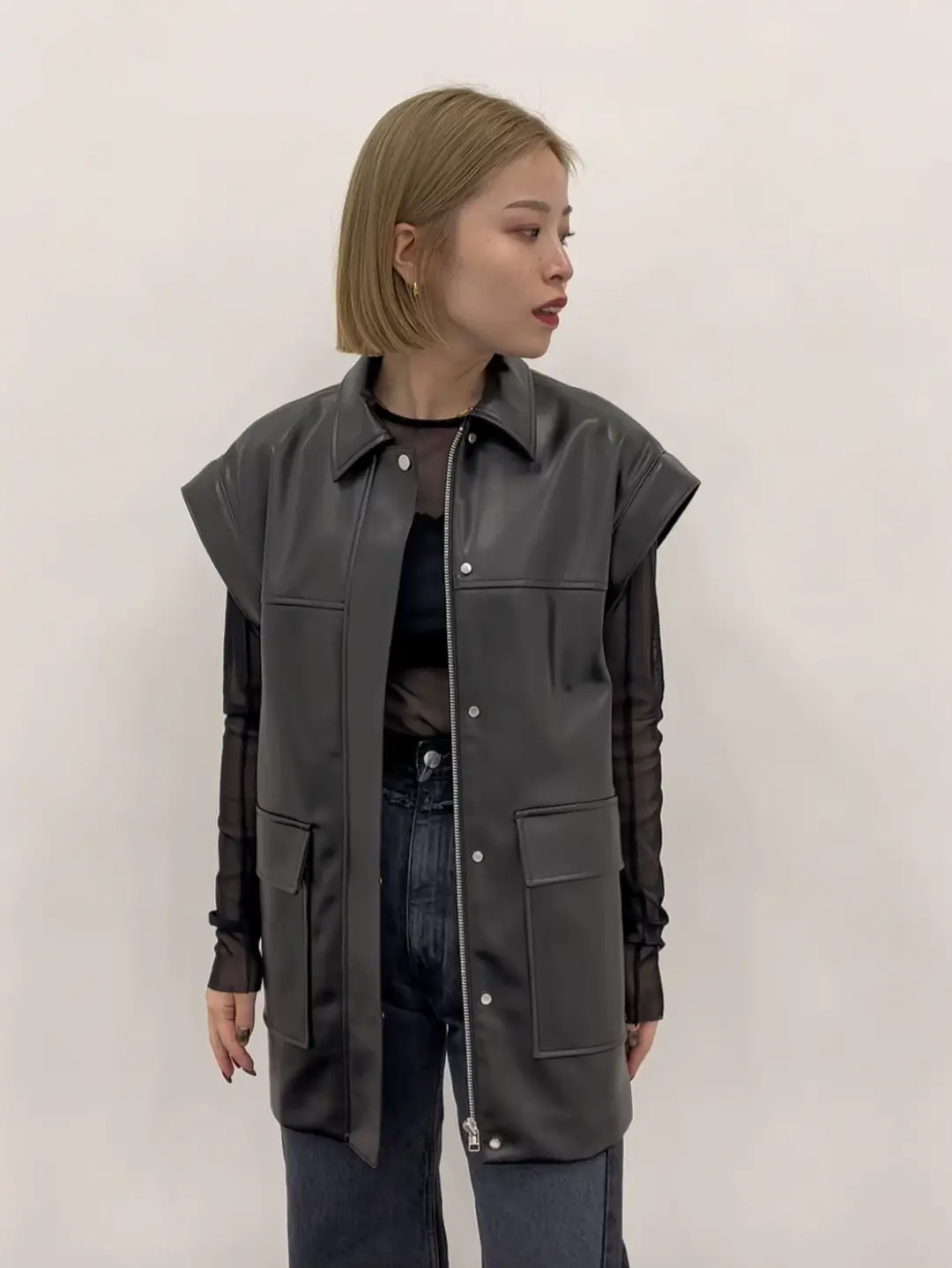 SLY ヴィンテージフェイクレザーショートブルゾン　ファー取り外し可　ブラウン SLY（スライ）の「VINTAGE F/LEATHER S/BZ ヴィンテージ