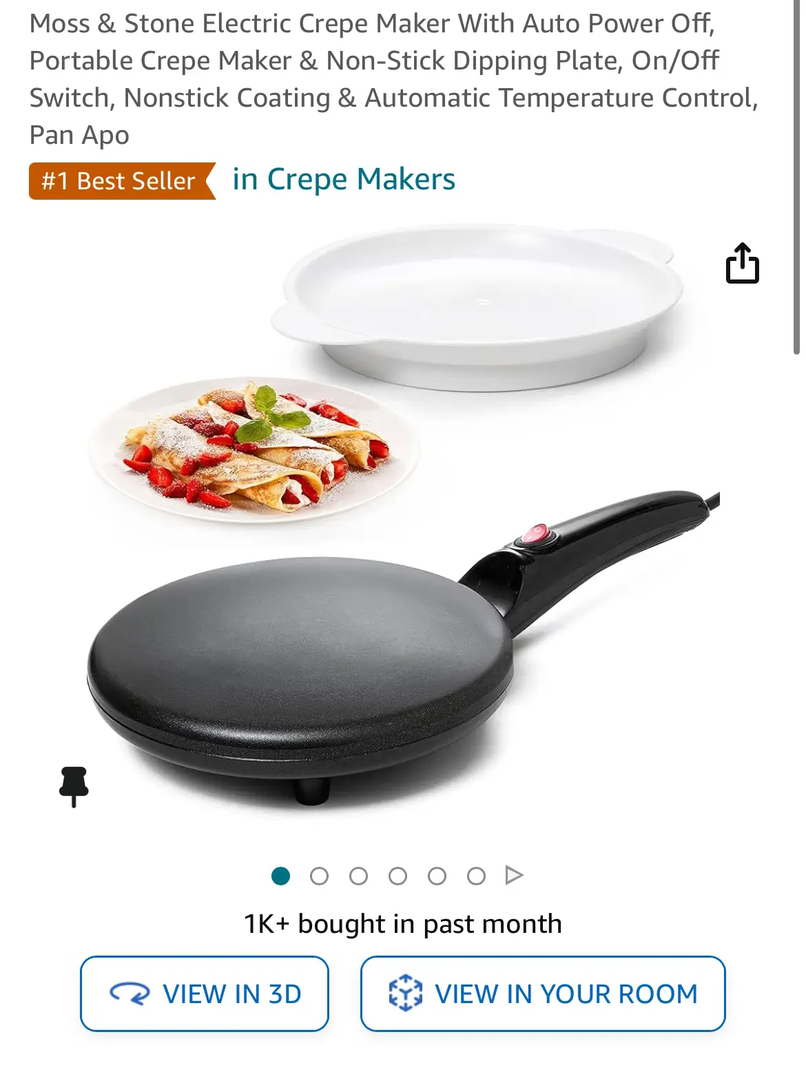  Moss & Stone Electric Crepe Maker With Auto Power Off, Portable Crepe  Maker & Non-Stick Dipping Plate, On/Off Switch, Nonstick Coating &  Automatic Temperature Control, Pan Apo: Home & Kitchen
