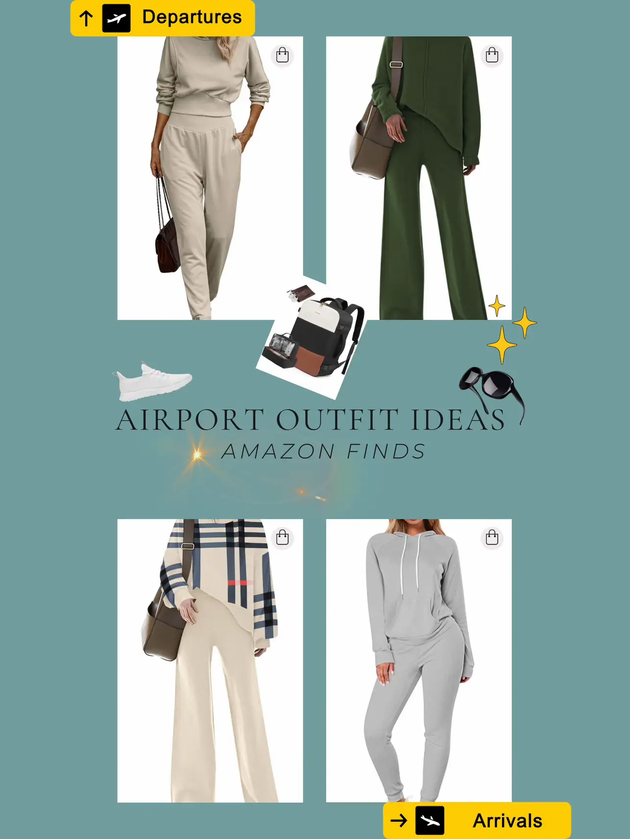 🔗 in B0. Airport travel outfit idea that is comfortable and