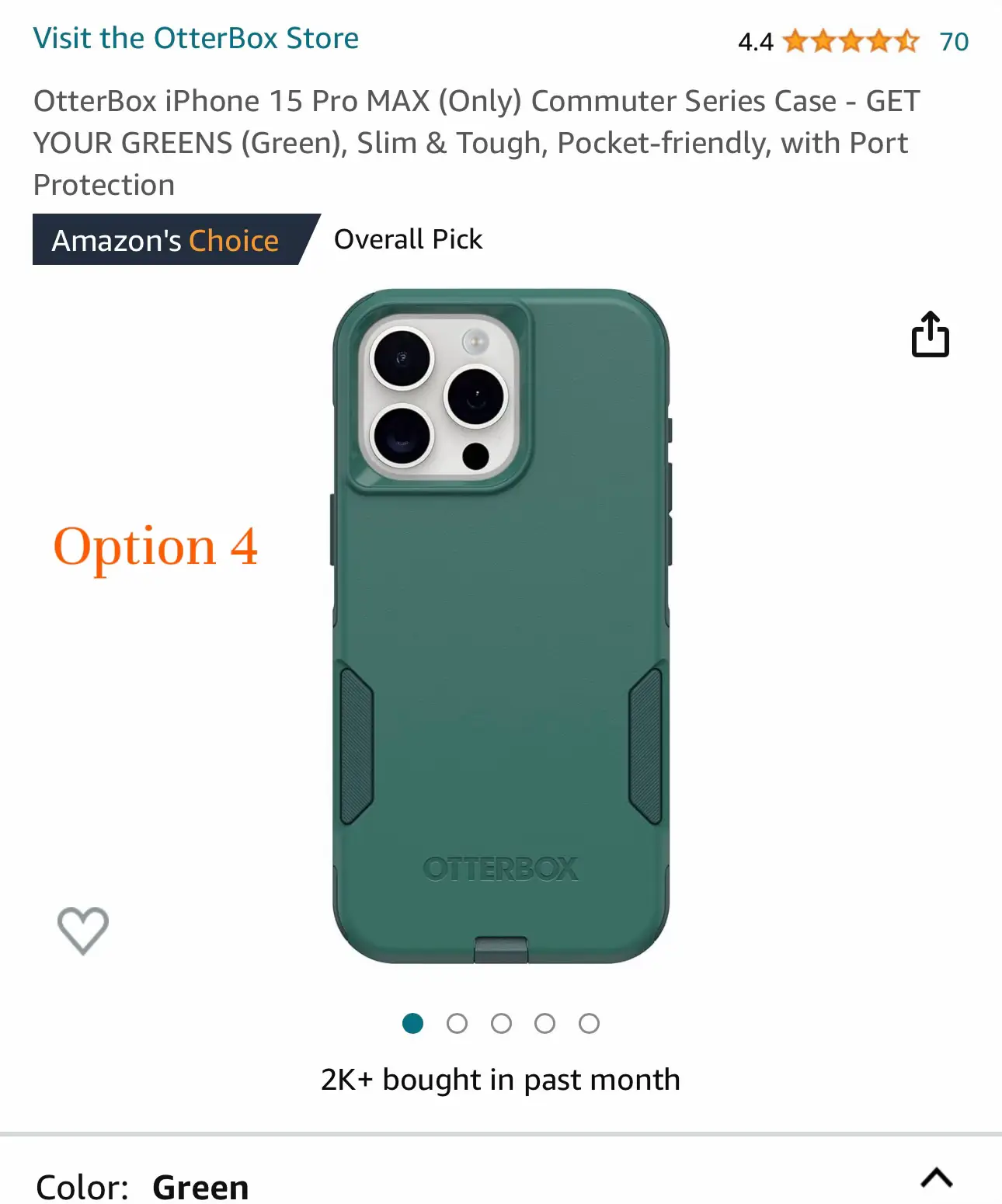 Otterbox iPhone 14 & iPhone 13 Commuter Series Case - TREES COMPANY  (Green), Slim & Tough, Pocket-Friendly, with Port Protection