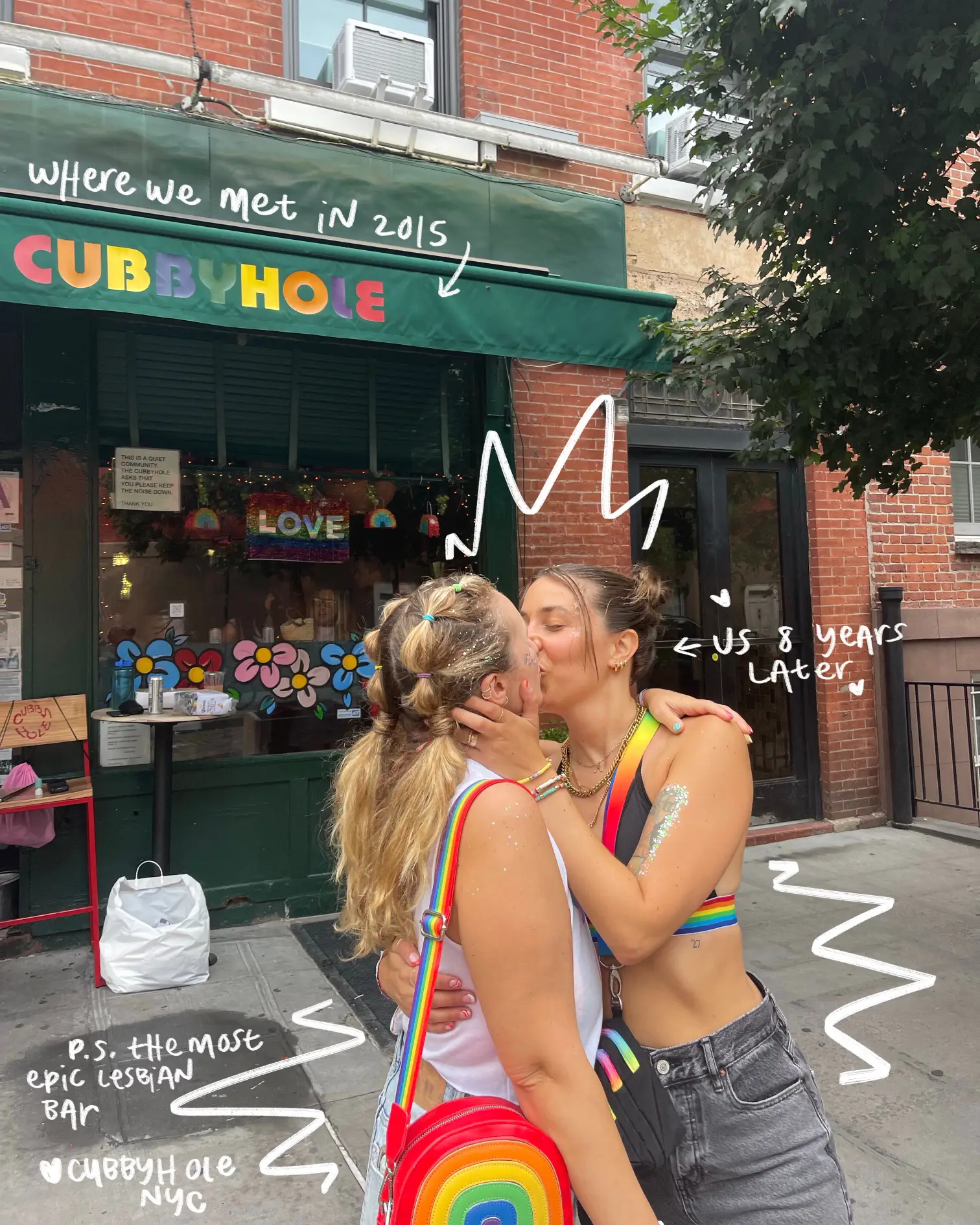 Us in front of the lesbian bar where we met 🥰 | Gallery posted by Gabi +  Shanna | Lemon8