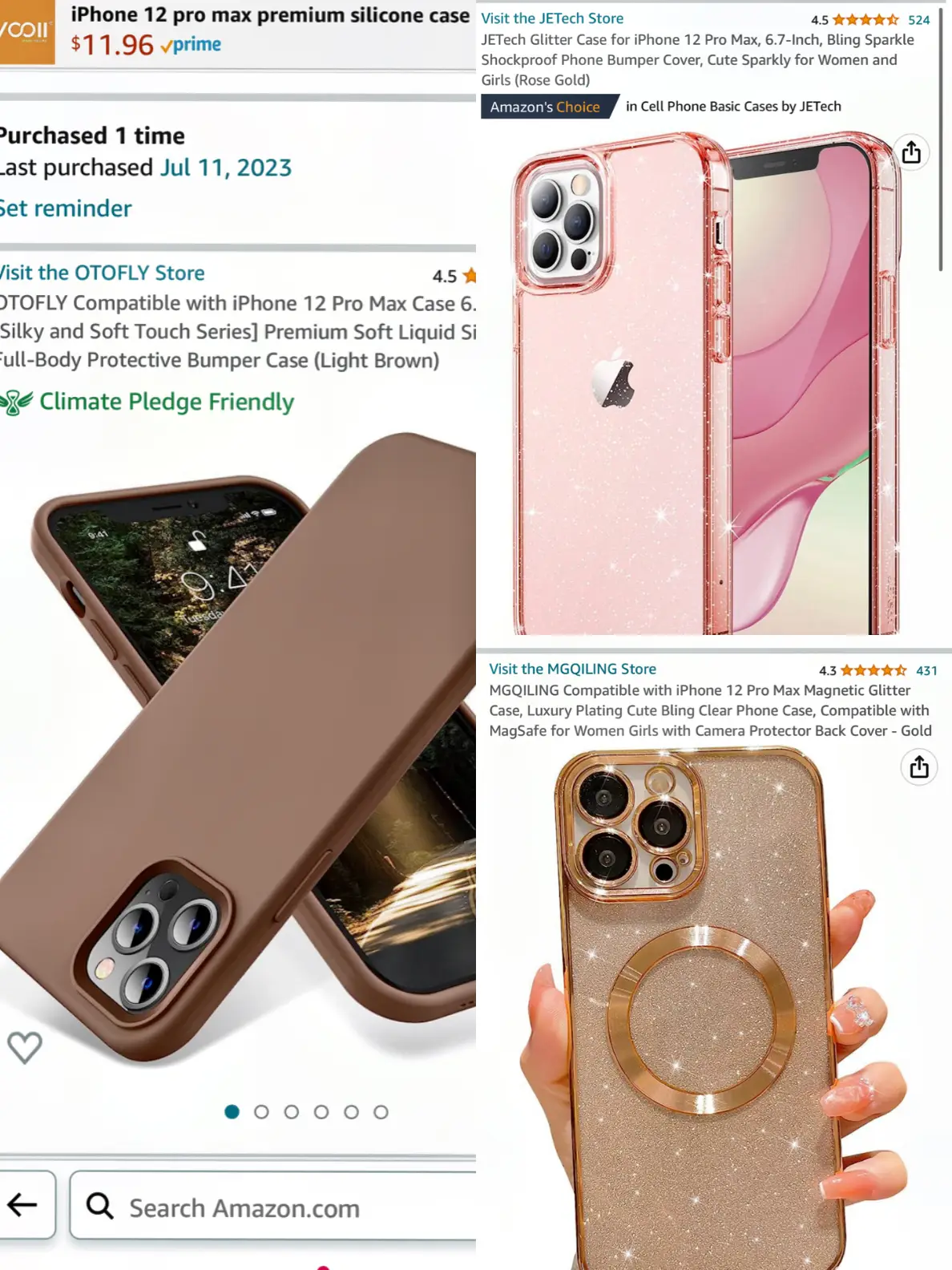 Compatible with iPhone 12 Pro Magnetic Glitter Case, Luxury Plating Cute  Bling Clear Phone Case, Compatible with MagSafe for Women Girls with Camera  Protector Back Cover - Gold 