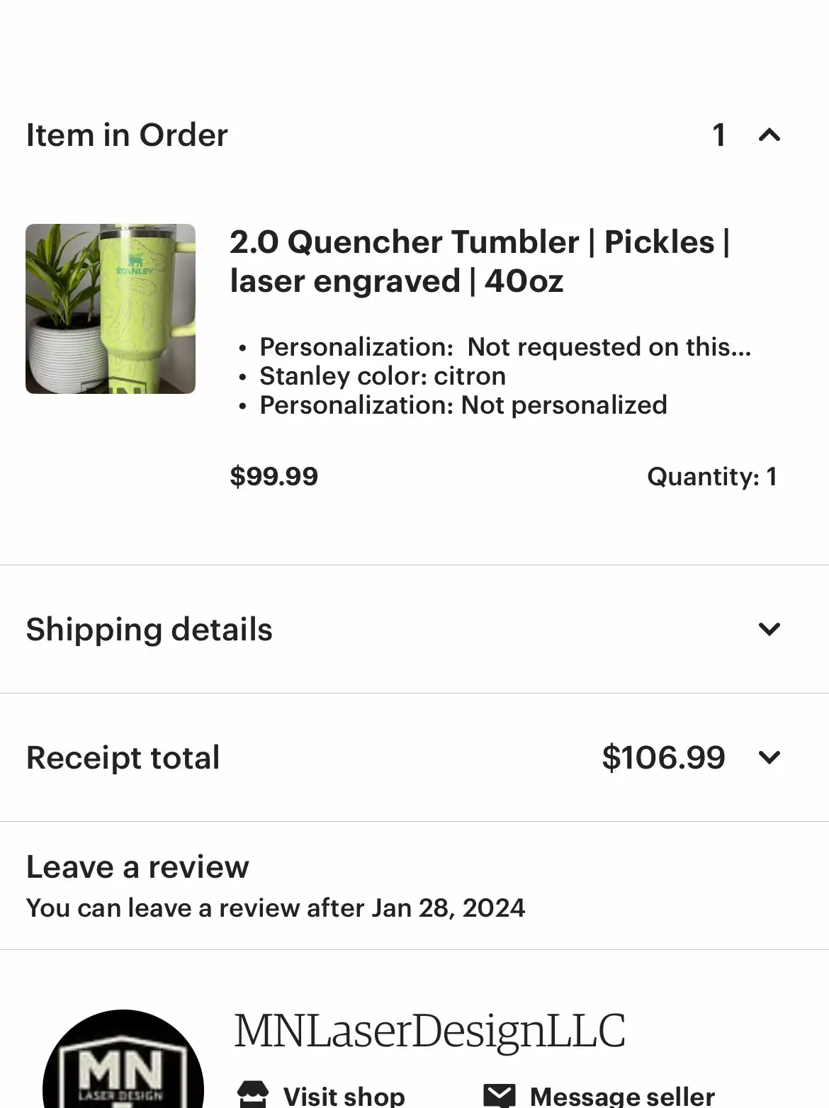 2.0 Quencher Tumbler Pickles Laser Engraved 40oz 