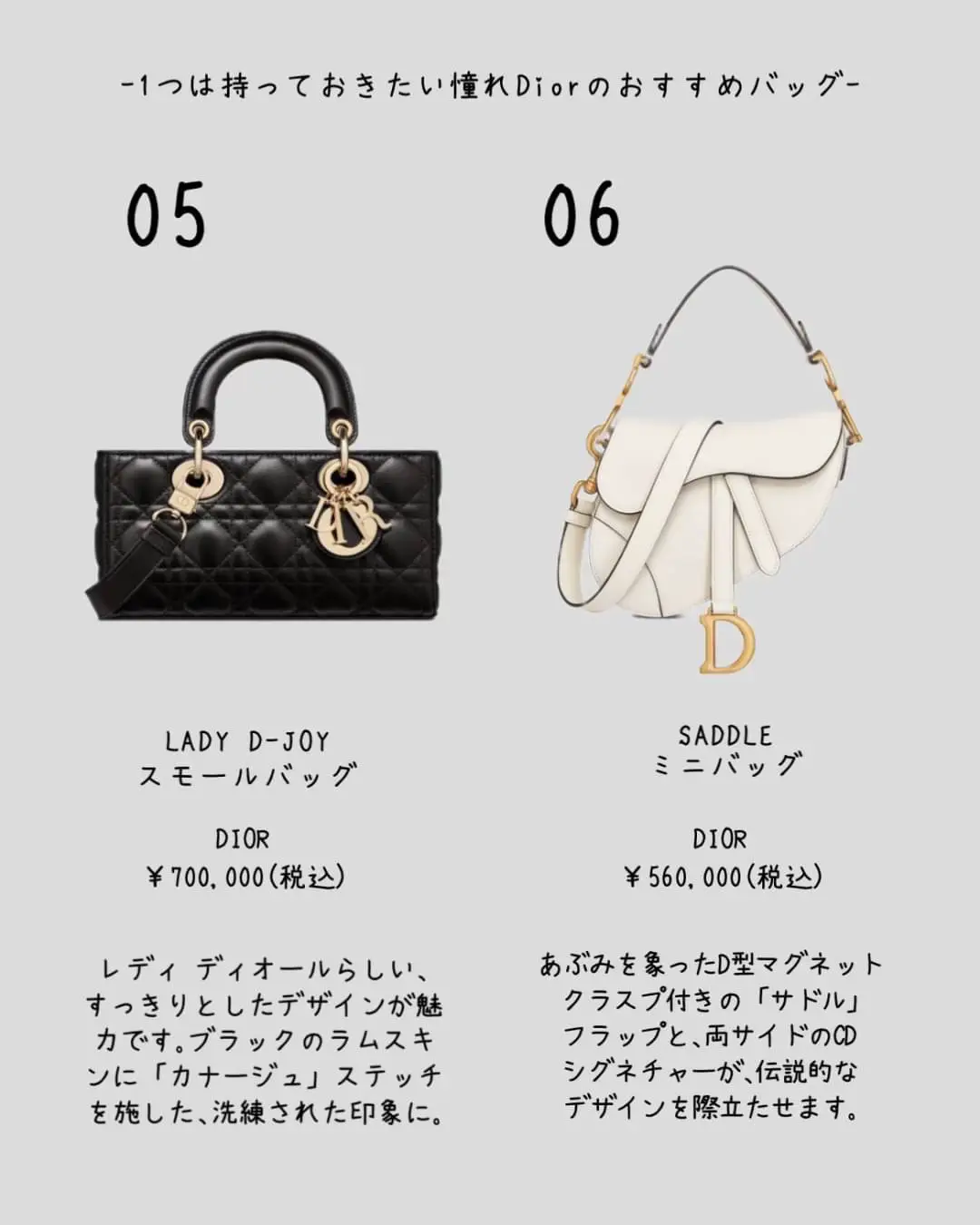 I want to have one] 10 recommended bags from Dior that I admire