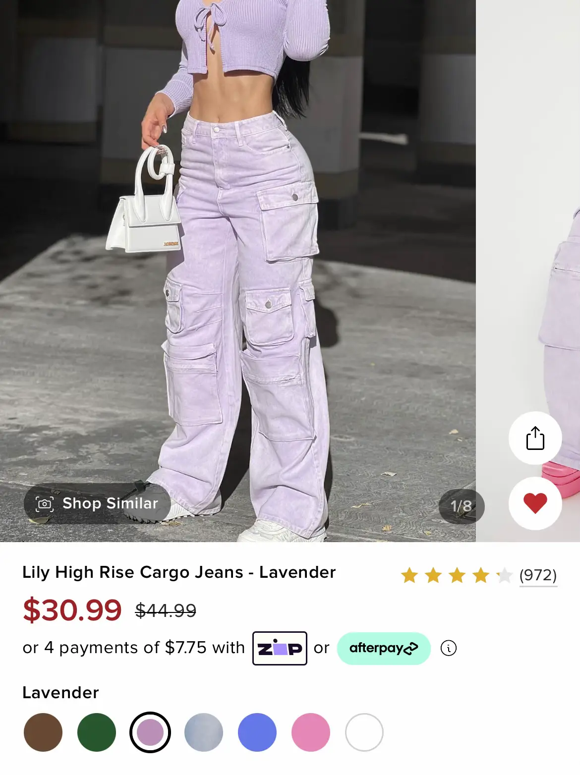 Lily High Rise Cargo Jeans - Lavender