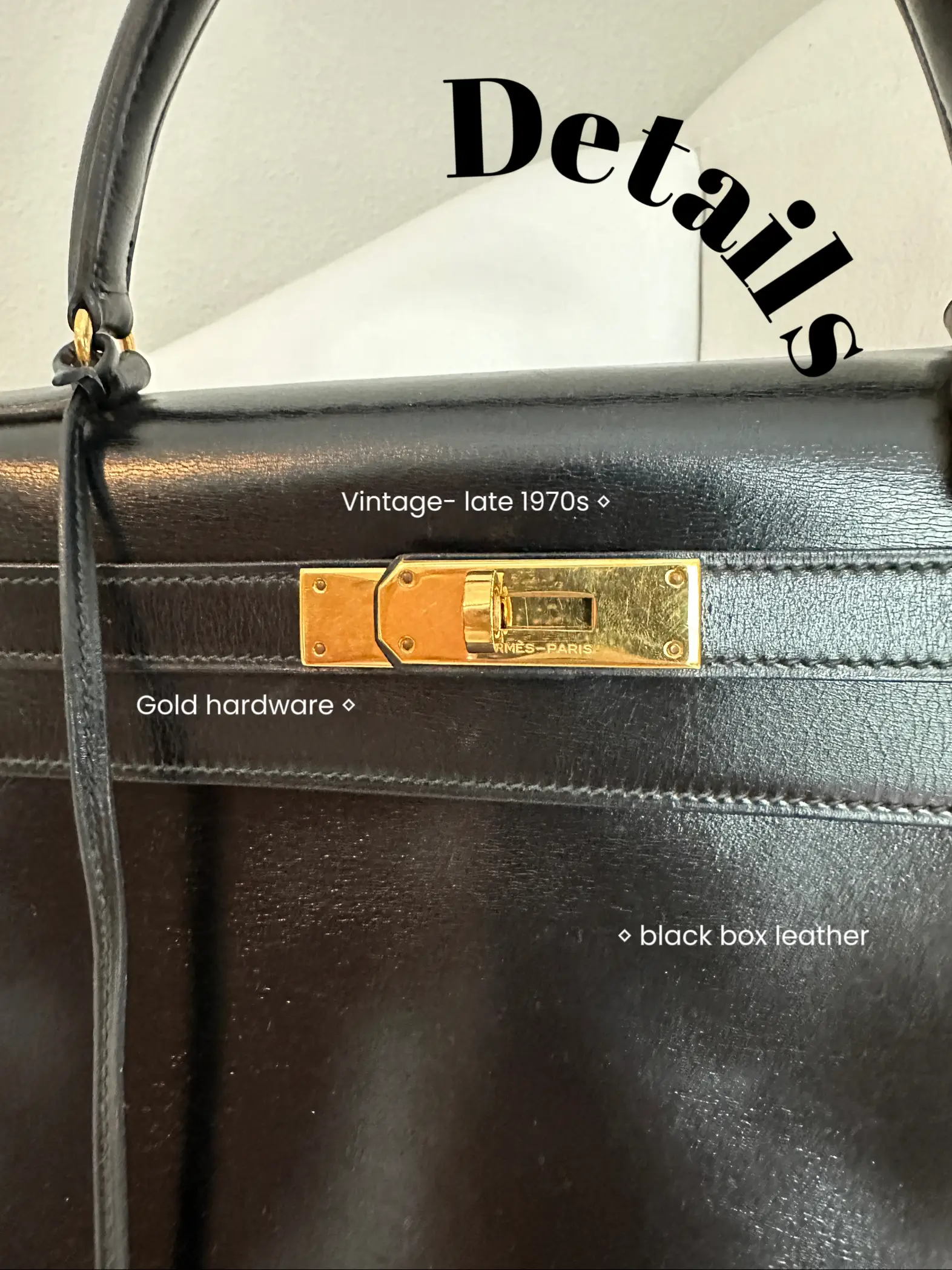 Vintage Hermes Retourne Kelly Bag 28 In Black Box Leather X Golden Hardware  1956 - Mrs Vintage - Selling Vintage Wedding Lace Dress / Gowns &  Accessories from 1920s – 1990s. And