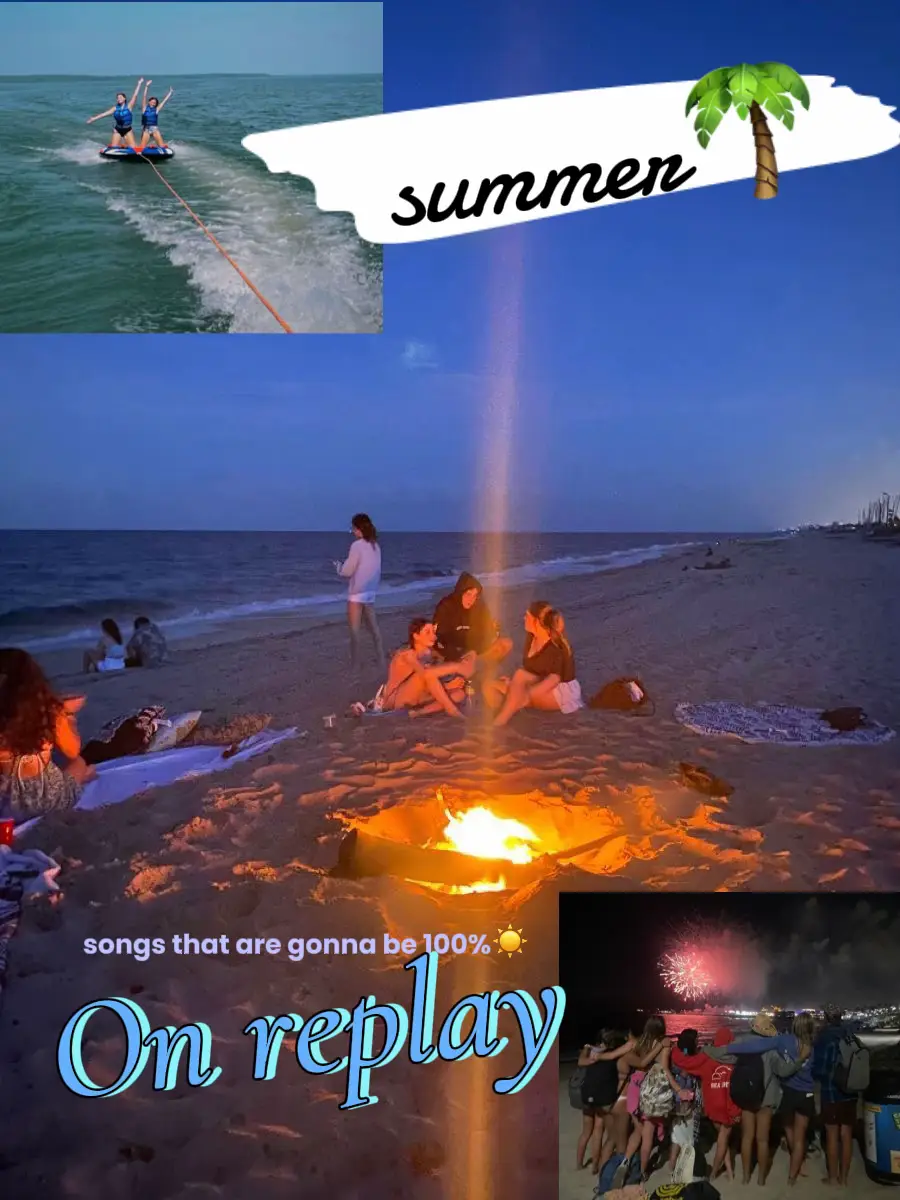  A group of people are sitting on a beach with a fire pit.
