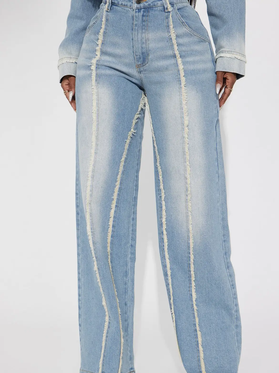 Fashion Nova Jeans Plus Size 20 Crossover Straigh Leg Light Blue Wash Denim