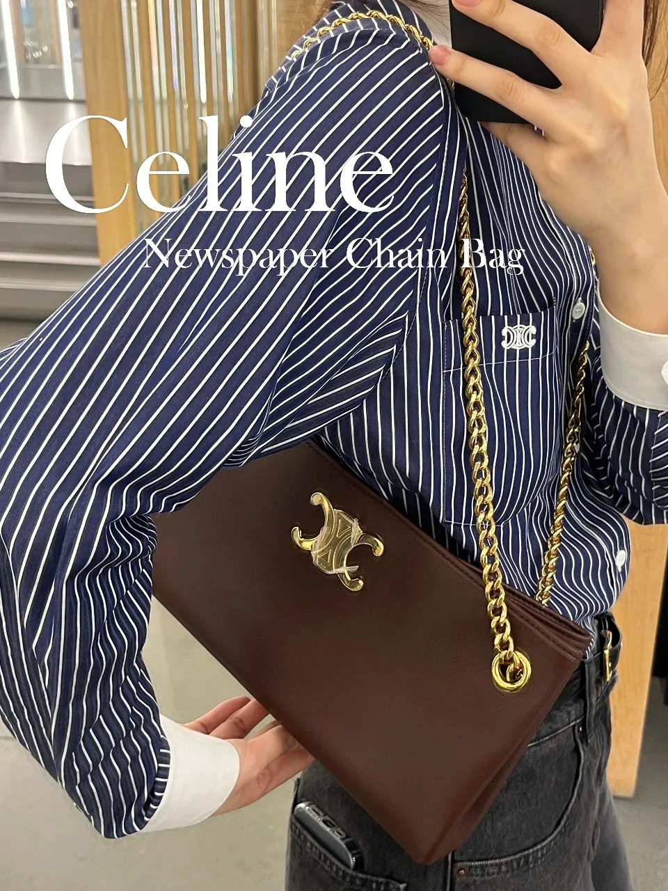 Celine Black Fabric Chain Pochette Bag Celine