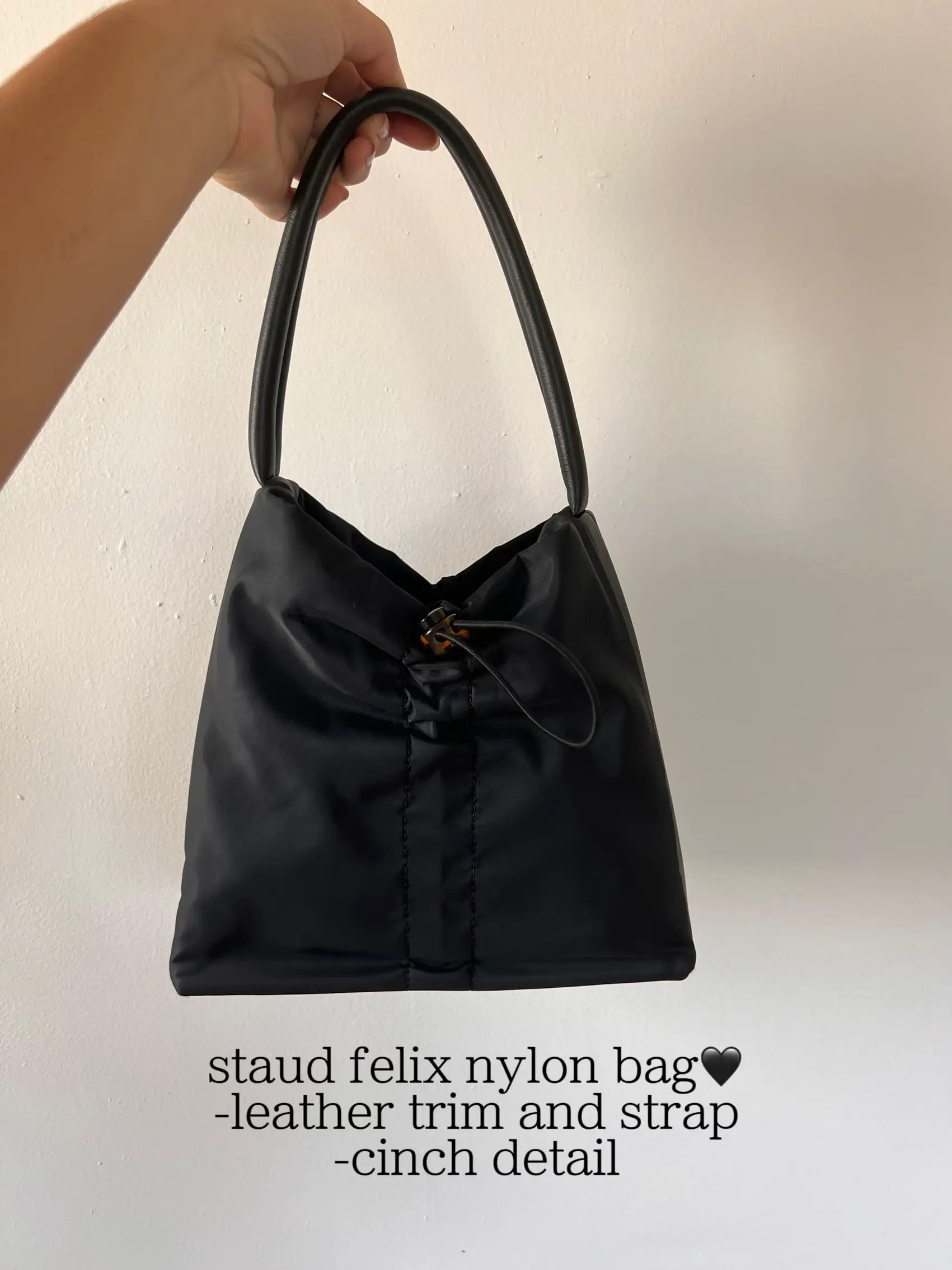 STAUD Sasha Large Leather-trimmed Nylon Shoulder Bag in Black